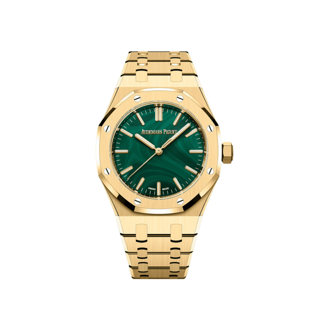 Audemars Piguet Royal Oak 15553BA Yellow Gold Malachite Stone Dial