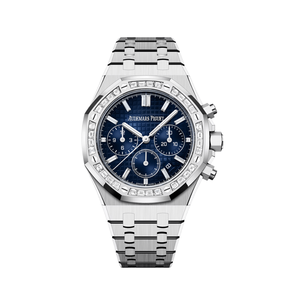 Audemars Piguet Royal Oak Chronograph 26715BC White Gold Diamond Bezel Smoked-Blue Dial