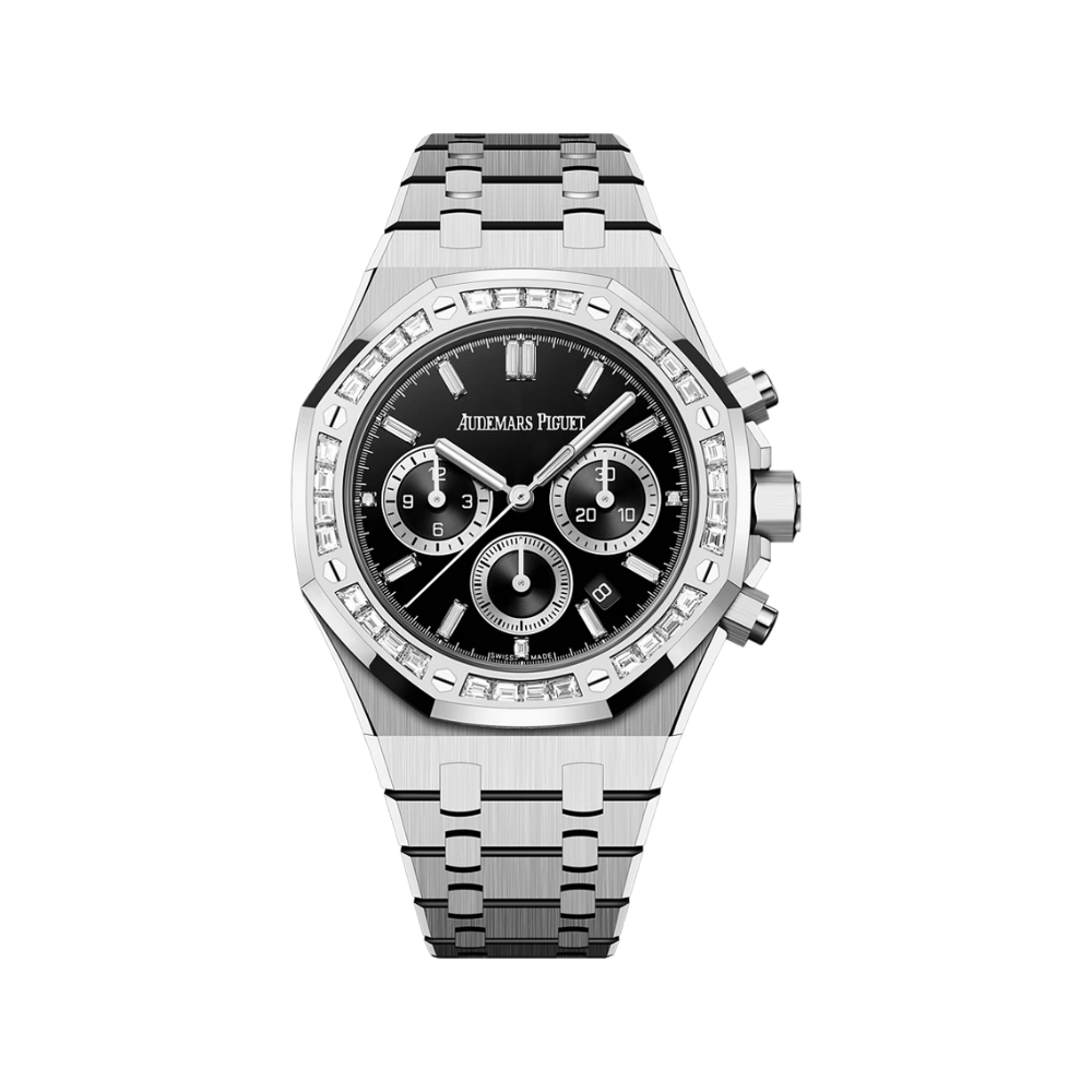 Audemars Piguet Royal Oak Chronograph 26715BC White Gold Diamond Bezel Black Onyx Dial