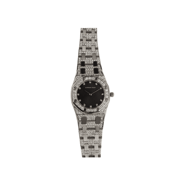 Audemars Piguet Royal Oak 6007BC 'Ladies' White Gold Black Diamond Dial Diamond Bezel And Bracelet Quartz