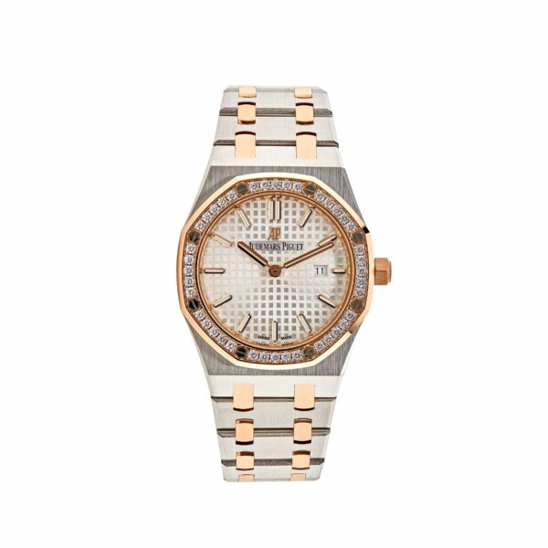 Audemars Piguet Royal Oak 67651SR 'Ladies' Rose Gold Stainless Steel Silver-Toned Dial Diamond Bezel Quartz