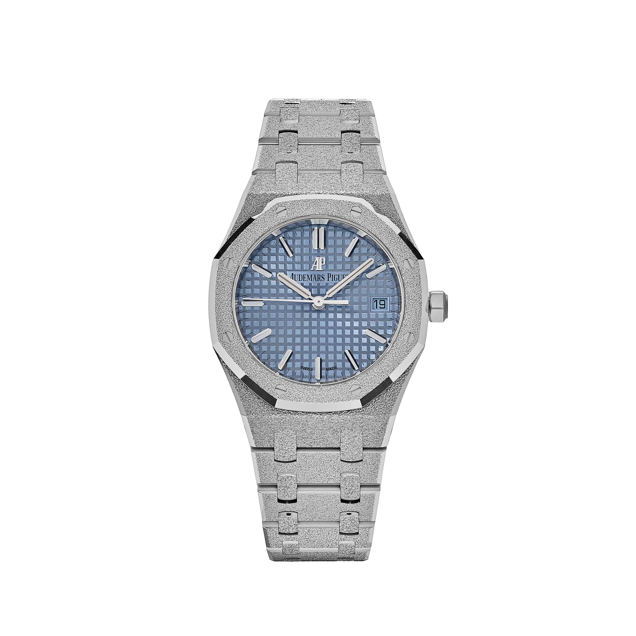 Audemars Piguet Royal Oak 77353BC 'Ladies' Selfwinding Frosted White Gold Light Blue Dial