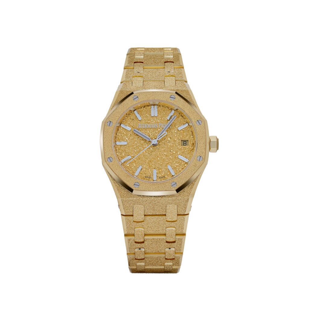 Audemars Piguet Royal Oak 77450BA Frosted Yellow Gold Crystal Sand Dial