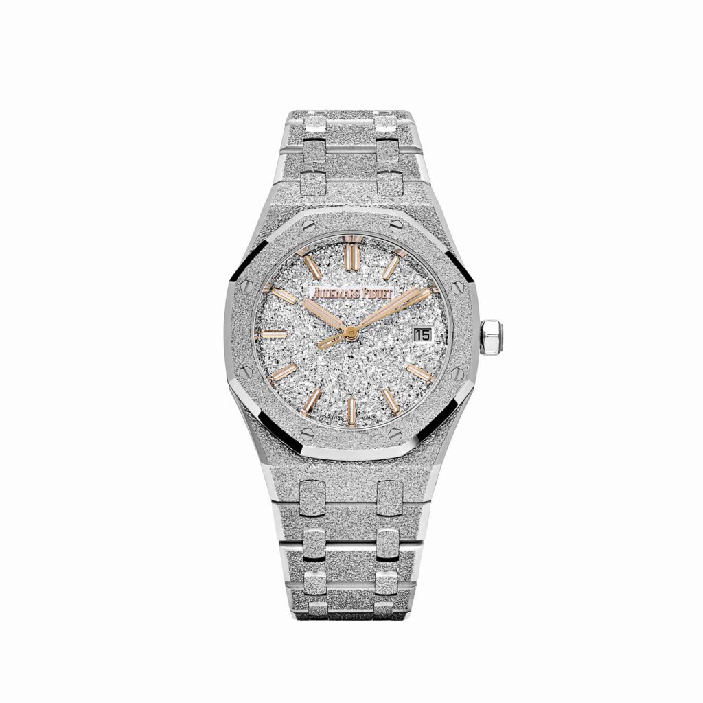 Audemars Piguet Royal Oak 77450BC Frosted White Gold Crystal Sand Dial