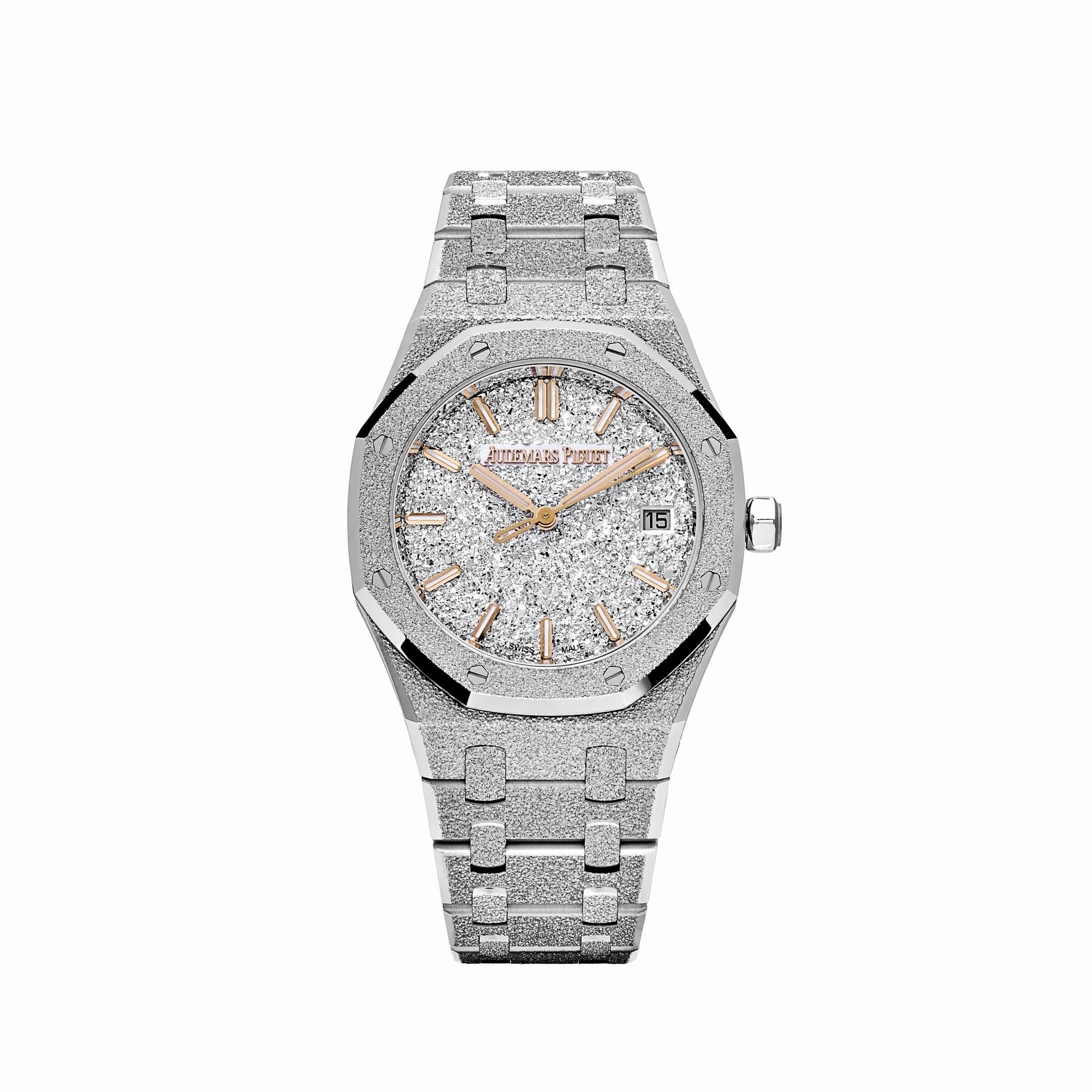Audemars Piguet Royal Oak 77450BC Frosted White Gold Crystal Sand Dial