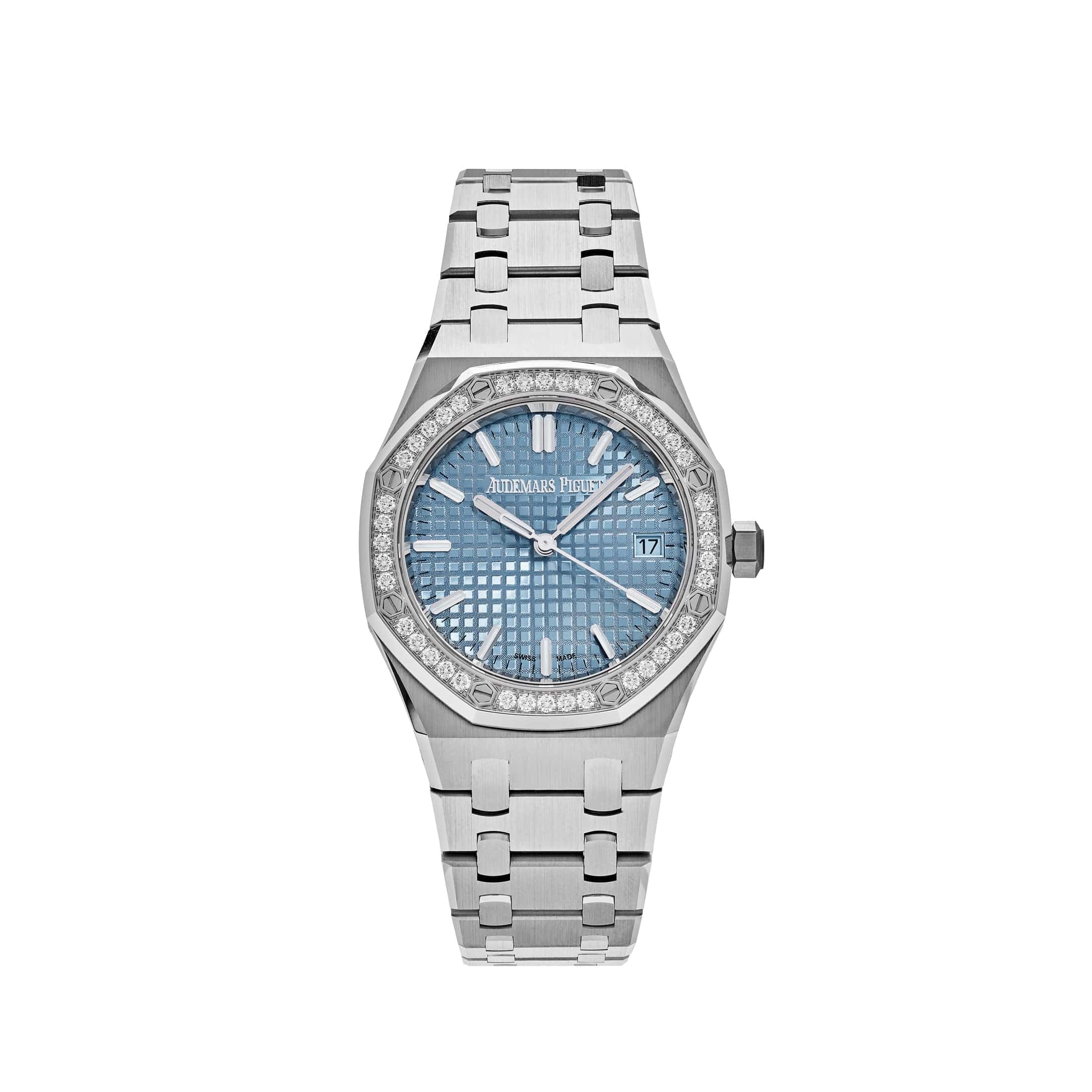 Audemars Piguet Royal Oak 77451ST 'Ladies' Selfwinding '50th Anniversary' Stainless Steel Light Blue Dial Diamond Bezel