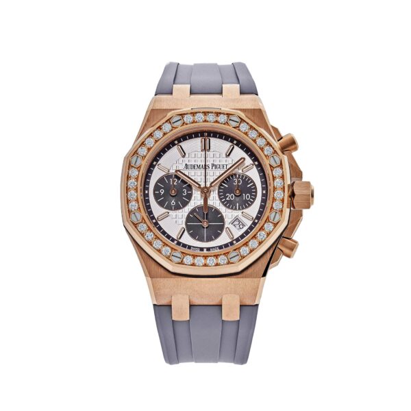 Audemars Piguet Royal Oak Offshore 26231OR 'Ladies' Chronograph Rose Gold Silver Dial Diamond Bezel