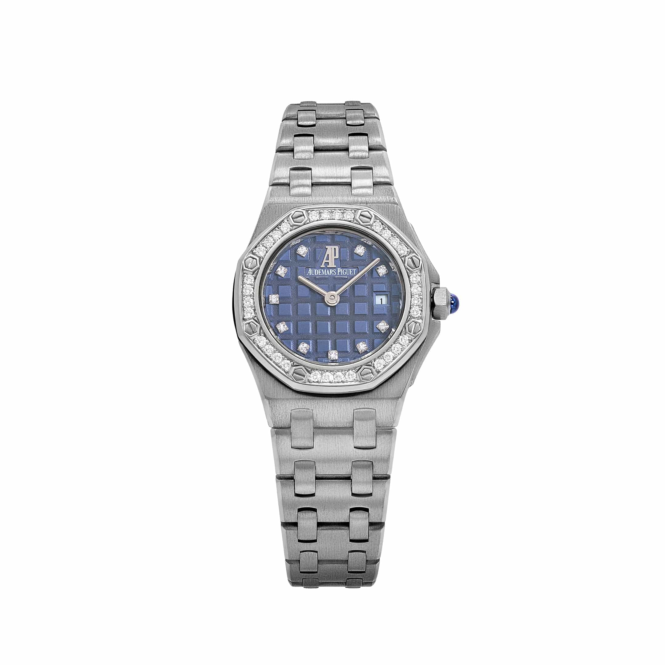 Audemars Piguet Royal Oak Offshore Vintage 67451BC 'Ladies' White Gold Blue Diamond Dial Diamond Bezel Quartz