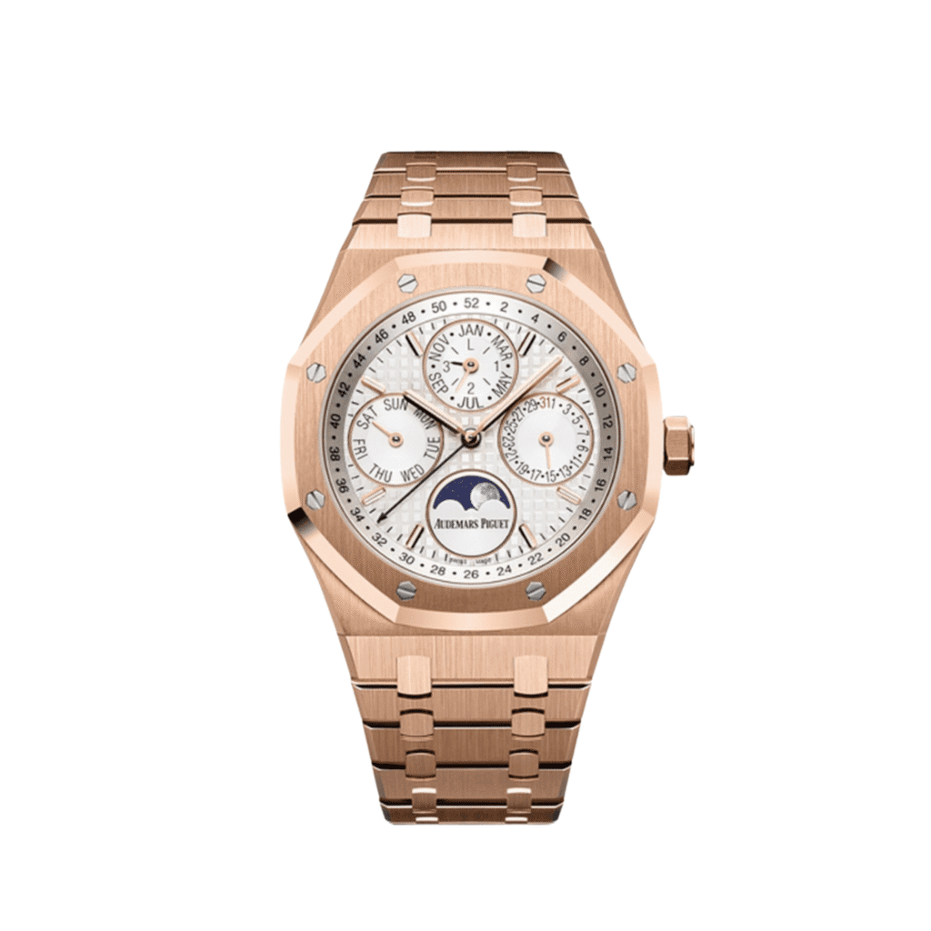 Audemars Piguet Royal Oak Perpetual Calendar 26574OR Rose Gold Silver Dial