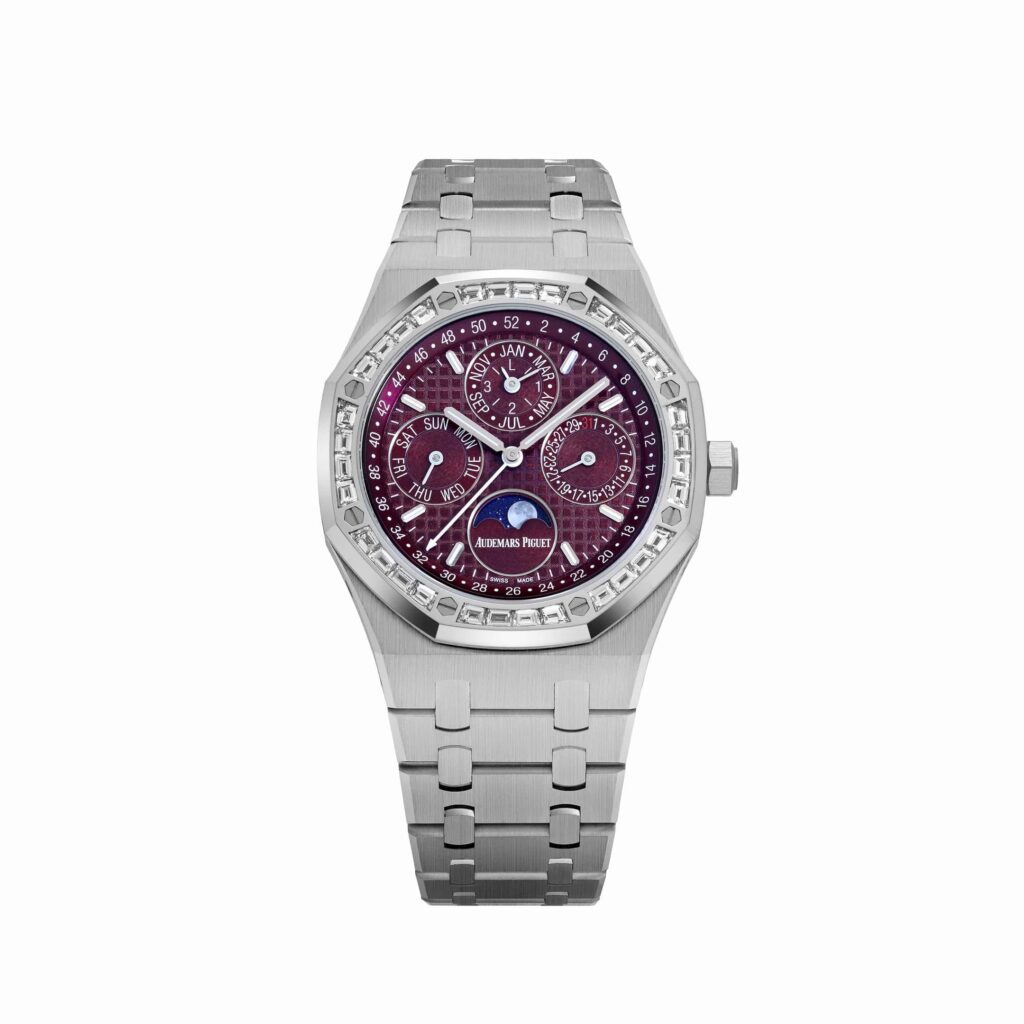 Audemars Piguet Royal Oak Perpetual Calendar 26598BC ‘Qatar Edition’ White Gold Burgundy Dial Diamond Bezel