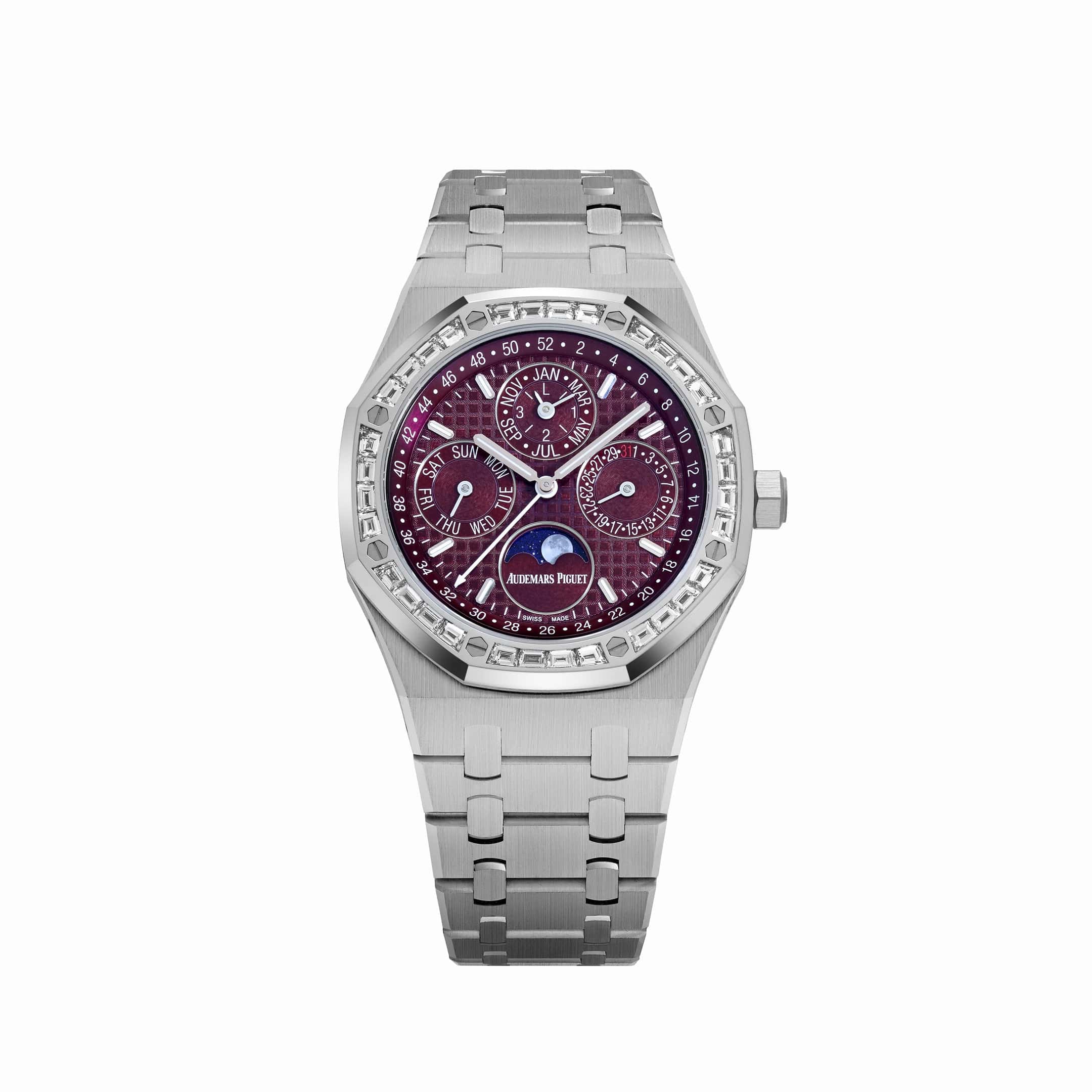 Audemars Piguet Royal Oak Perpetual Calendar 26598BC 'Qatar Edition' White Gold Burgundy Dial Diamond Bezel