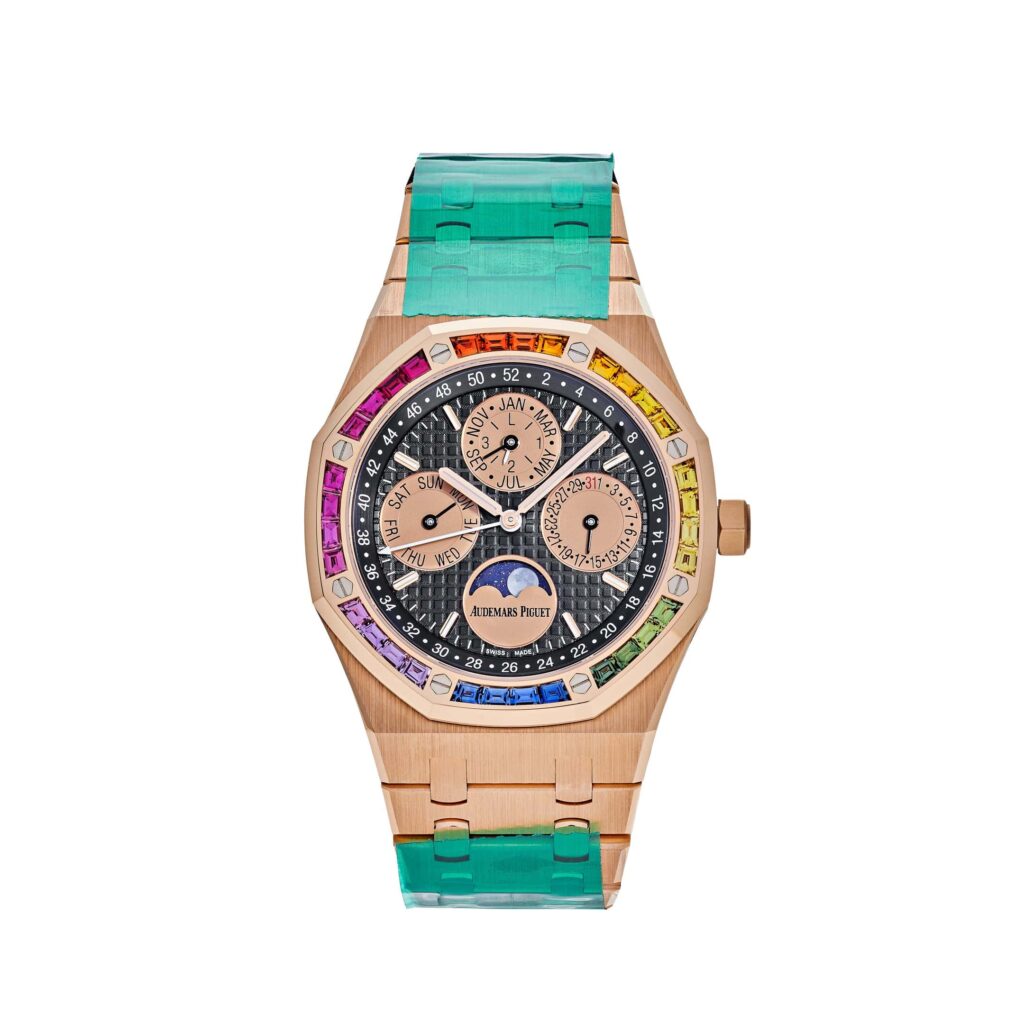 Audemars Piguet Royal Oak Perpetual Calendar 26614OR Rose Gold Rainbow Bezel Black Dial Limited Edition Of 20