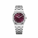 Audemars Piguet Royal Oak Quartz 67651BC 'Ladies' 'Special Edition' White Gold Burgundy Dial Diamond Bezel