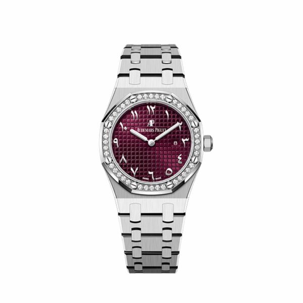 Audemars Piguet Royal Oak Quartz 67651BC 'Ladies' 'Special Edition' White Gold Burgundy Dial Diamond Bezel