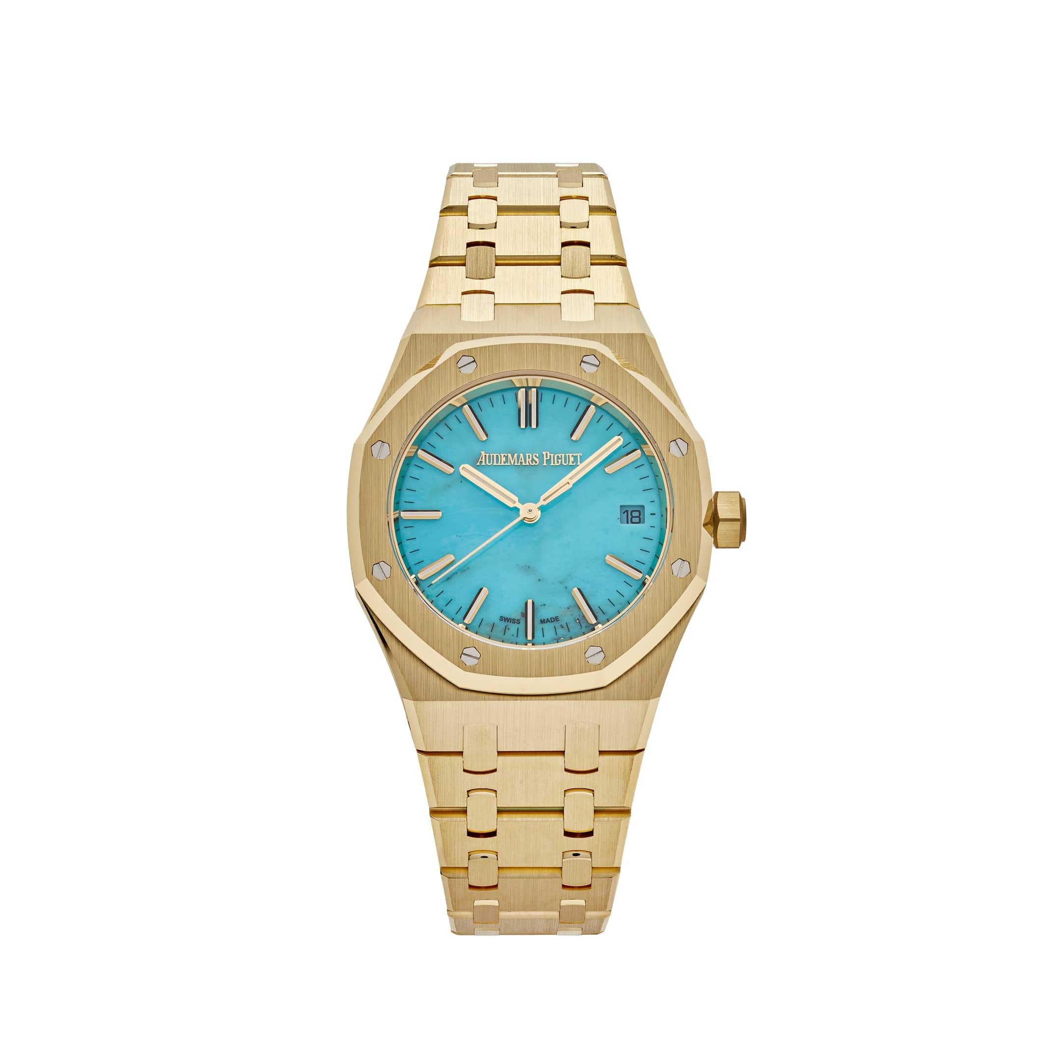 Audemars Piguet Royal Oak Selfwinding 15550BA Yellow Gold Blue Turquoise Dial
