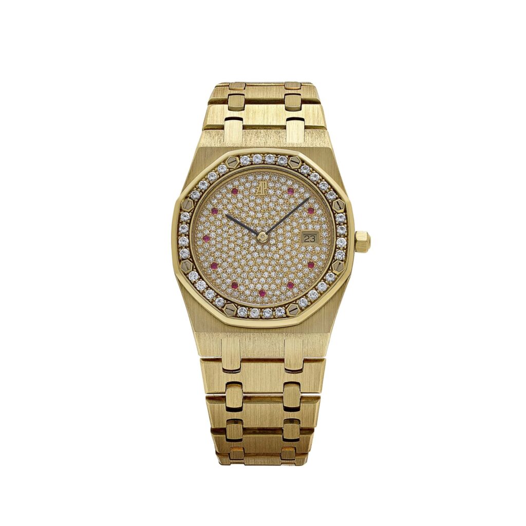 Audemars Piguet Royal Oak Vintage 56342BA ‘Ladies’ Yellow Gold Diamond Ruby Dial Diamond Bezel Quartz