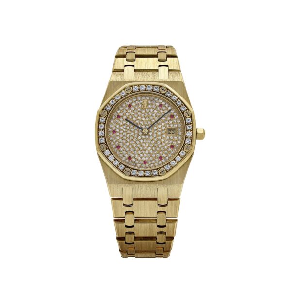 Audemars Piguet Royal Oak Vintage 56342BA 'Ladies' Yellow Gold Diamond Ruby Dial Diamond Bezel Quartz