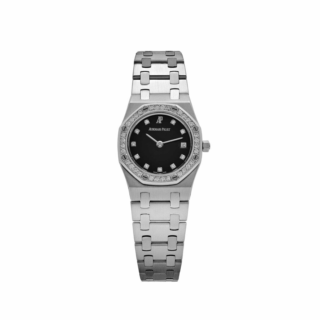 Audemars Piguet Royal Oak Vintage ‘Ladies’ White Gold Black Diamond Dial Diamond Bezel Quartz