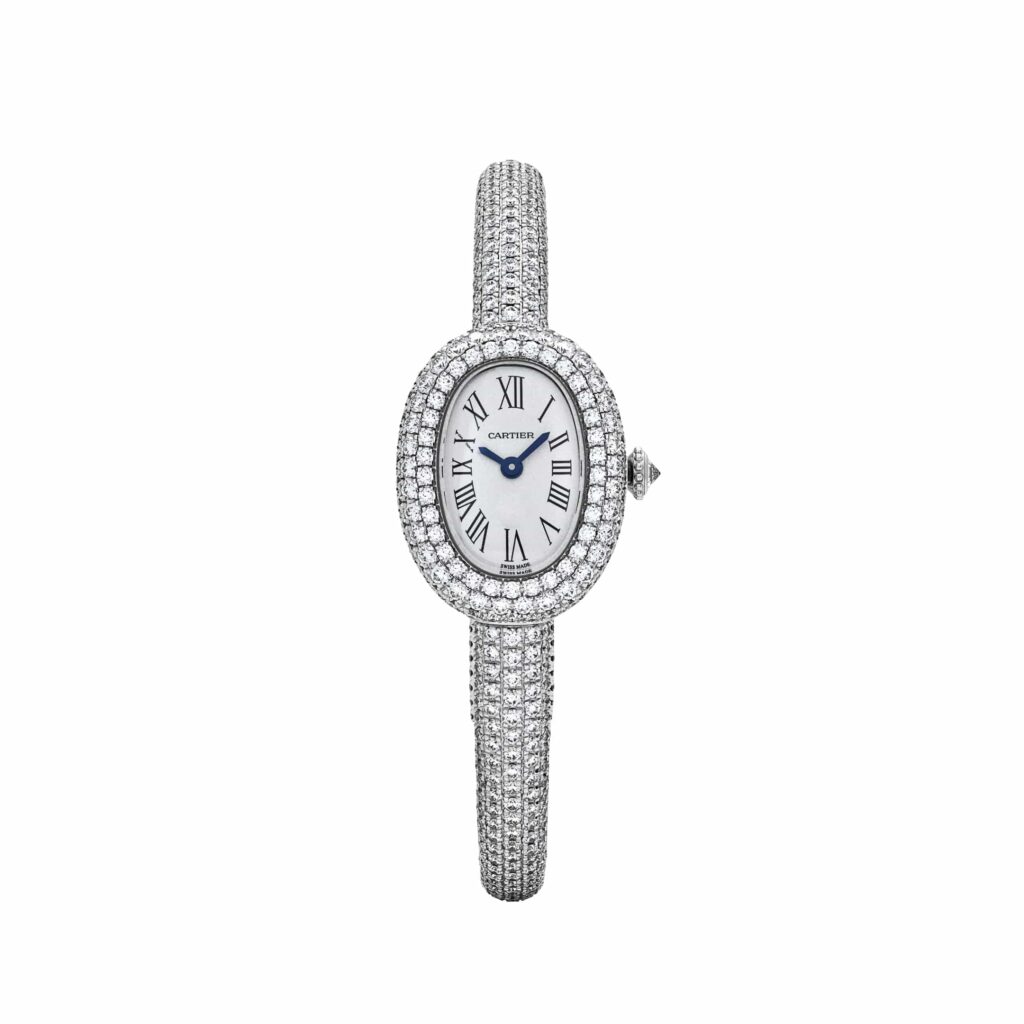 Cartier Baignoire Mini HPI01773 ‘Ladies’ Rhodium-Finish White Gold Diamond Quartz