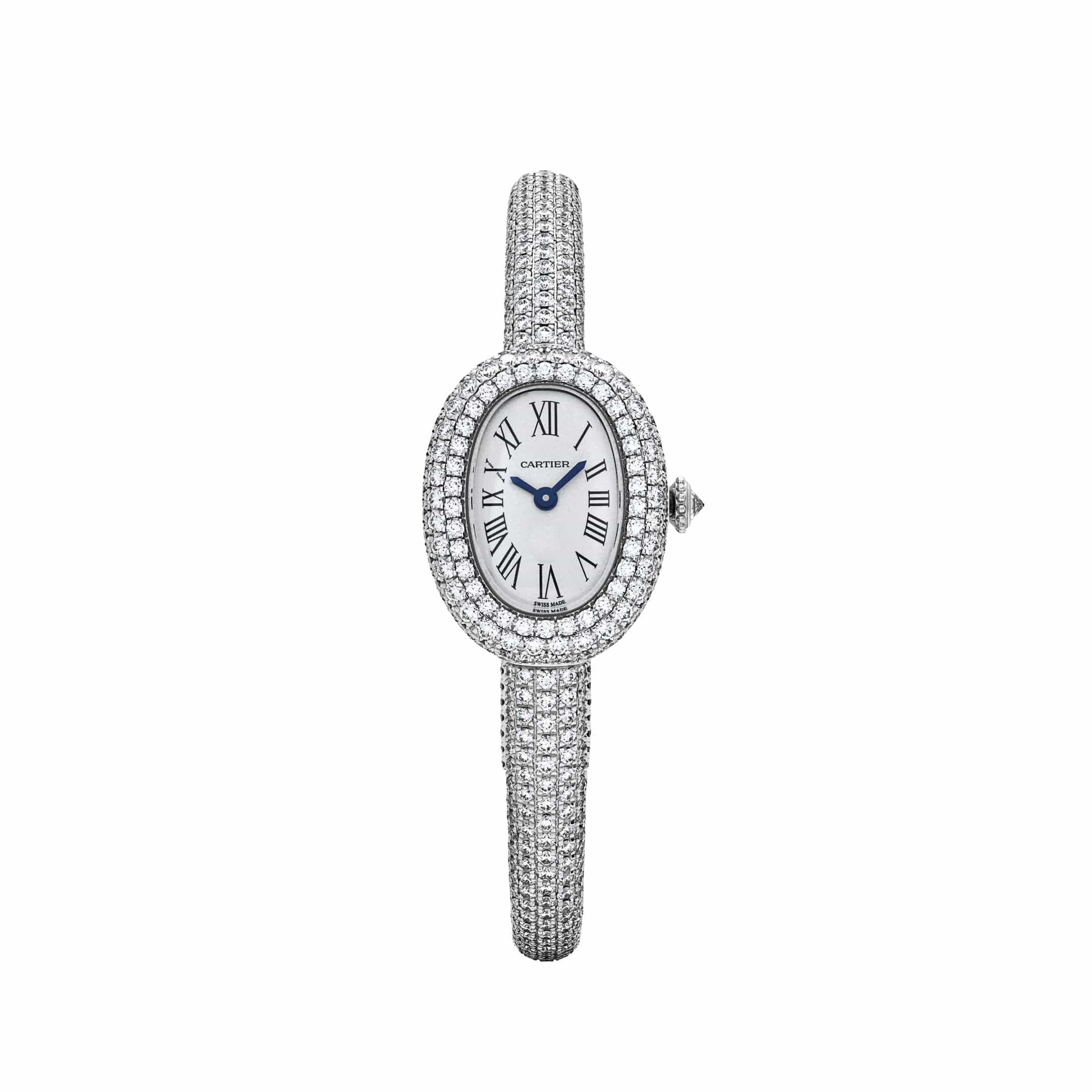 Cartier Baignoire Mini HPI01773 'Ladies' Rhodium-Finish White Gold Diamond Quartz