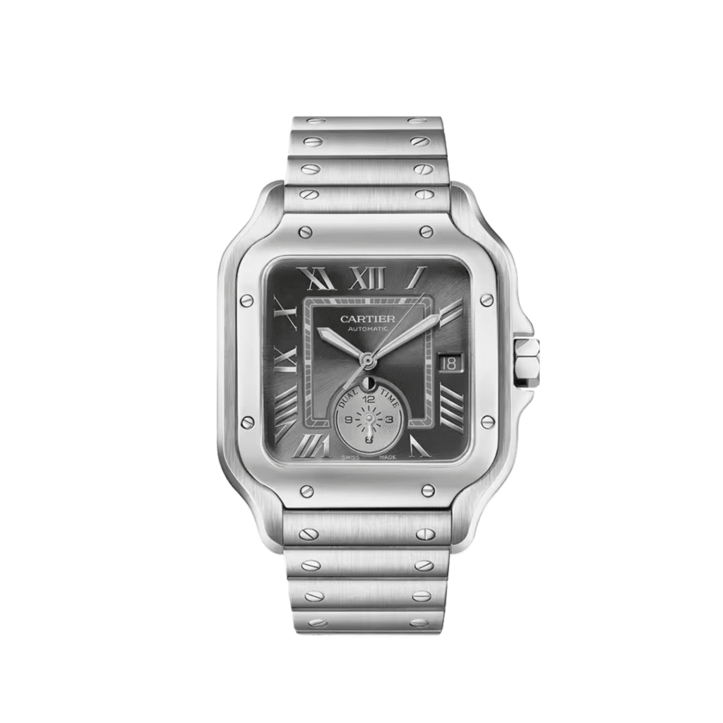 Cartier Santos Dual Time Large WSSA0076 Stainless Steel Grey Dial