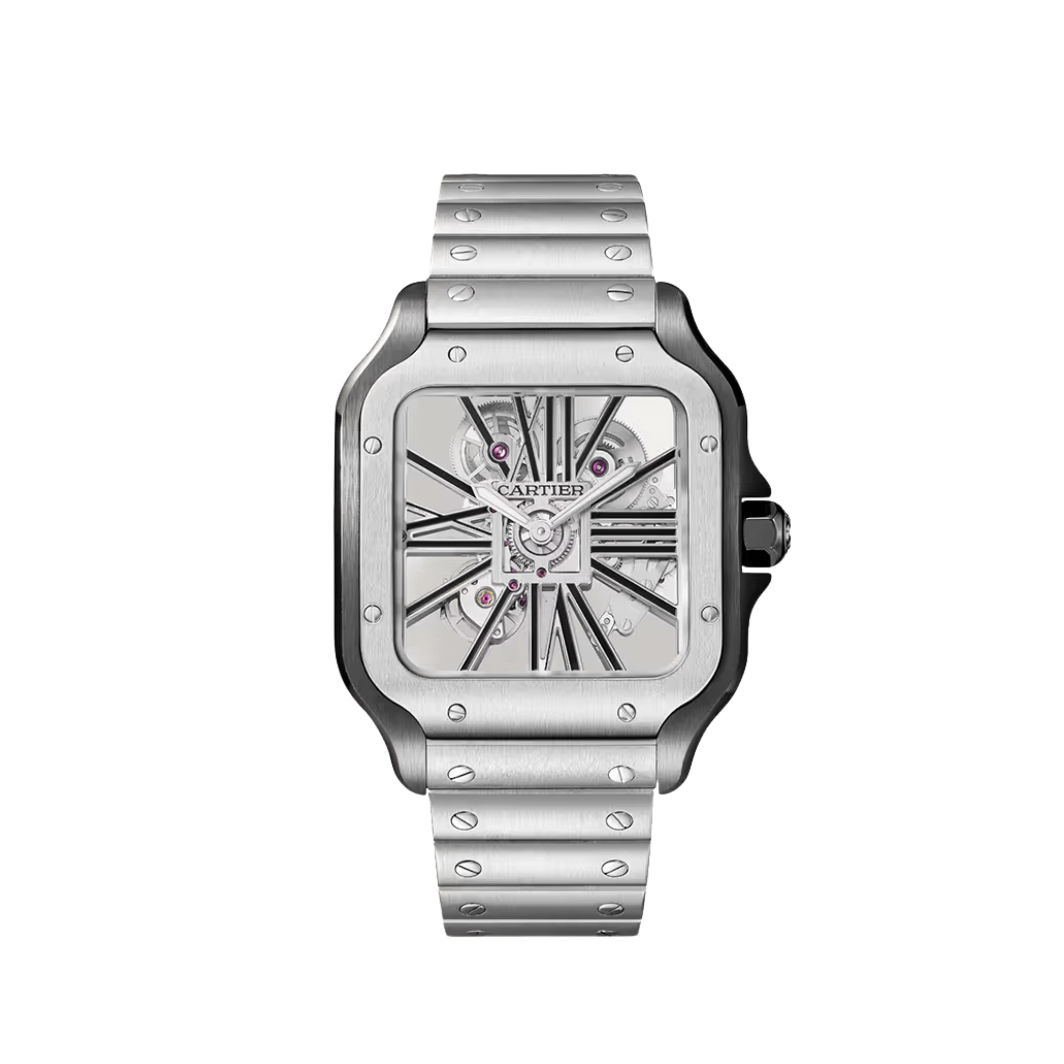 Cartier Santos Large WHSA0027 Stainless Steel Skeleton Dial