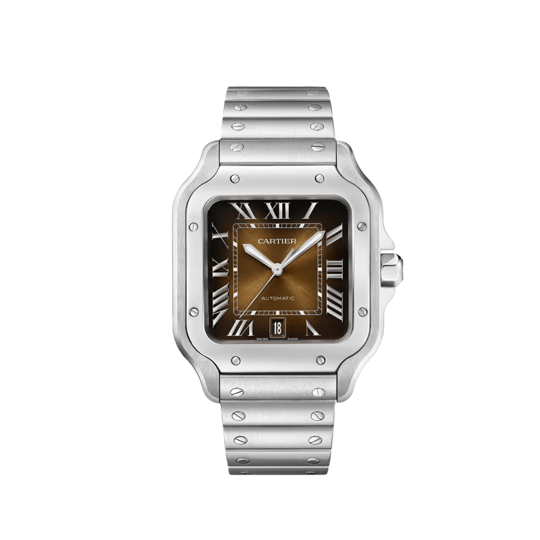 Cartier Santos Large WSSA0064 Stainless Steel Chocolate Dial