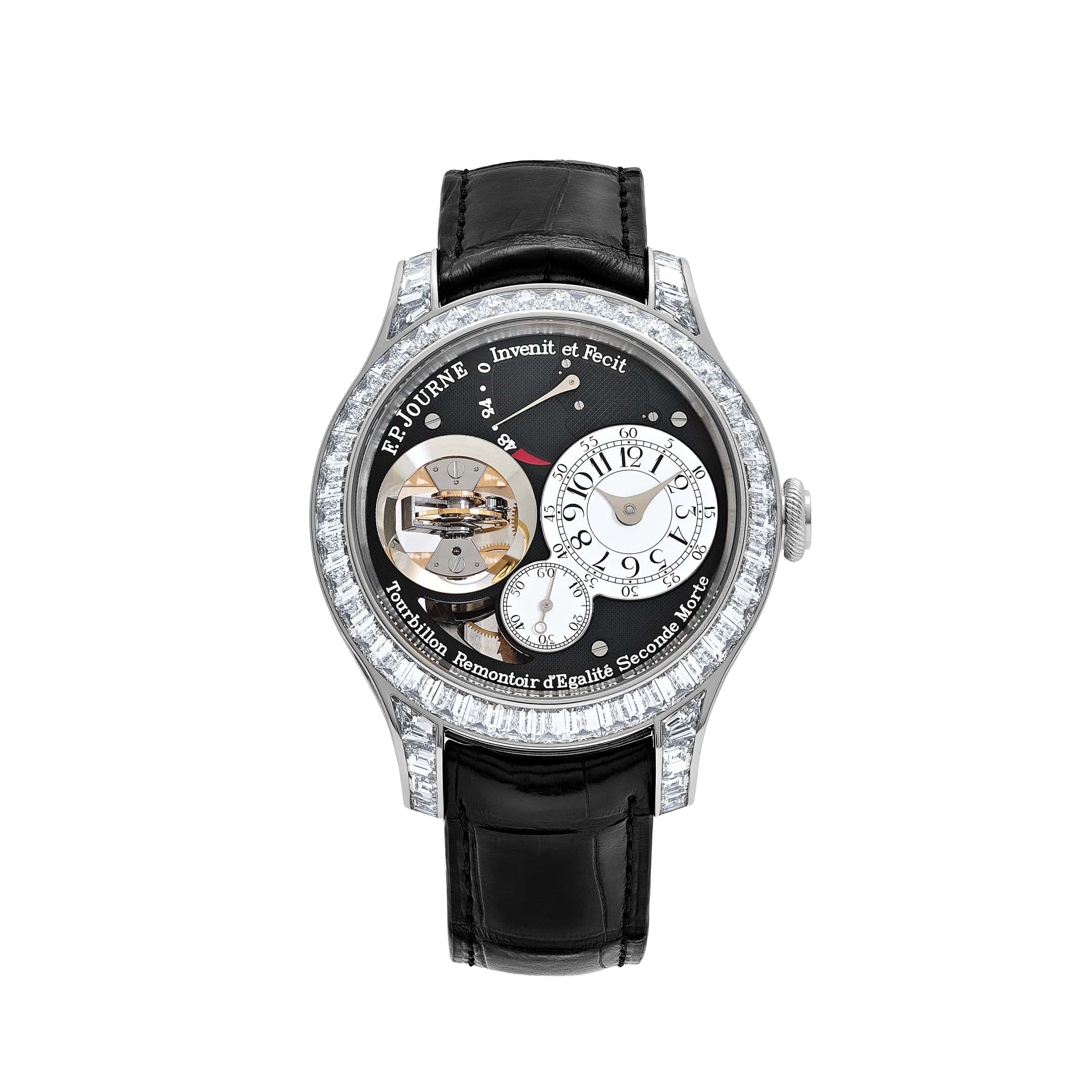 F.P.Journe Tourbillon Souverain Joaillerie Diamants Ref. TVJ Platinum Black Dial Diamond Bezel