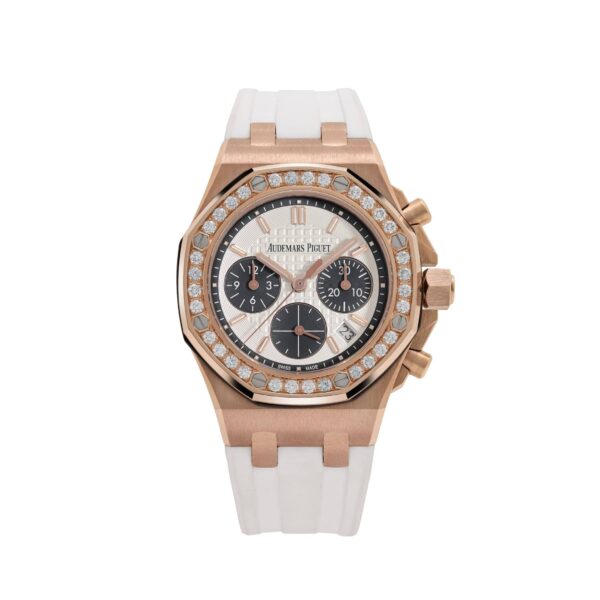 Audemars Piguet Royal Oak Offshore 26231OR.ZZ.D003CA.01 'Ladies' Chronograph Rose Gold Silver Dial Diamond Bezel