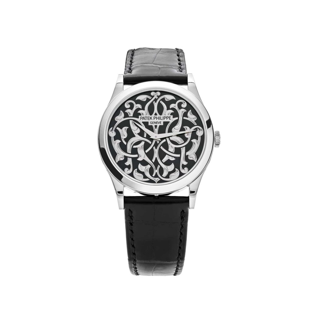Patek Philippe Calatrava 5088/100P-001 Platinum Engraved Black Dial