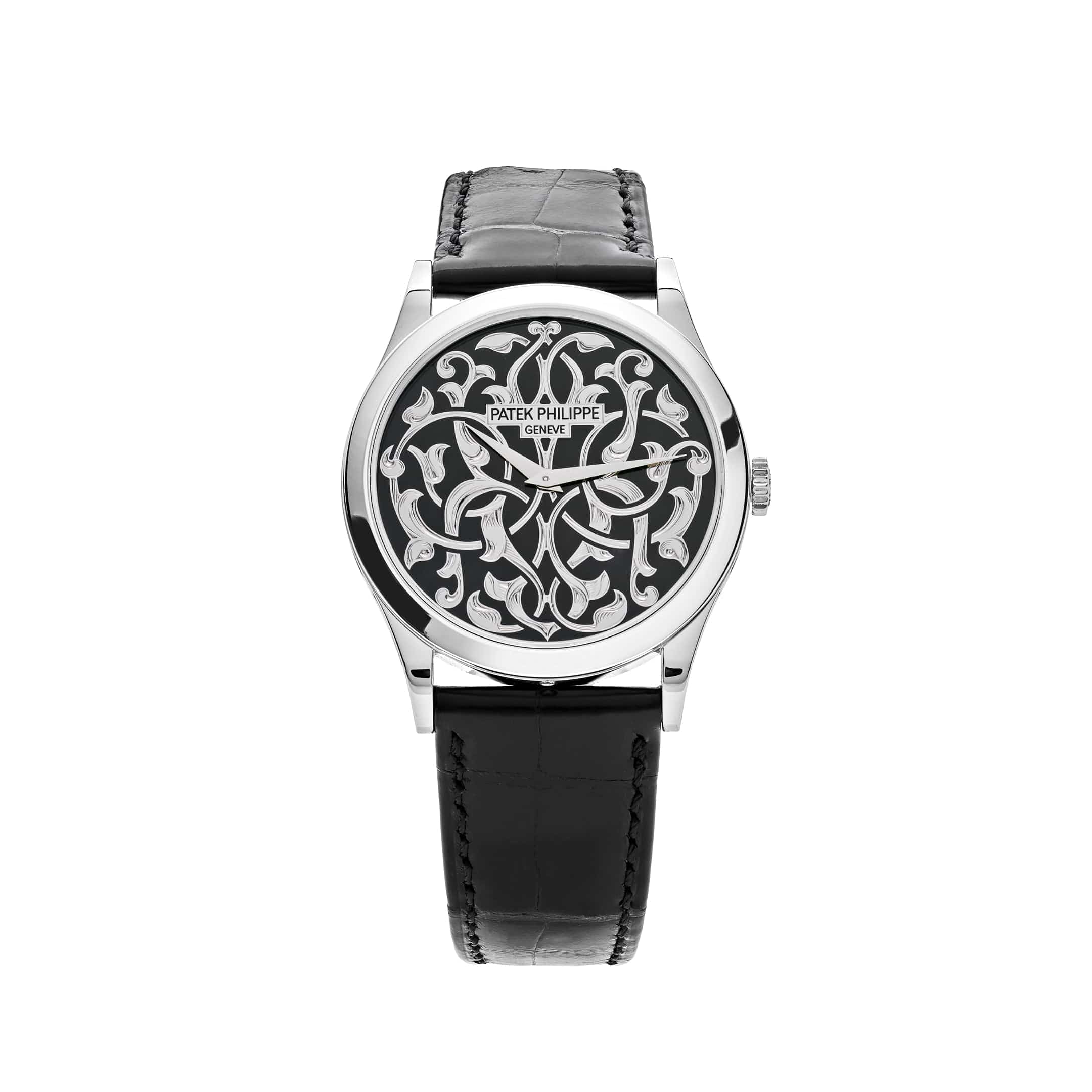 Patek Philippe Calatrava 5088/100P-001 Platinum Engraved Black Dial