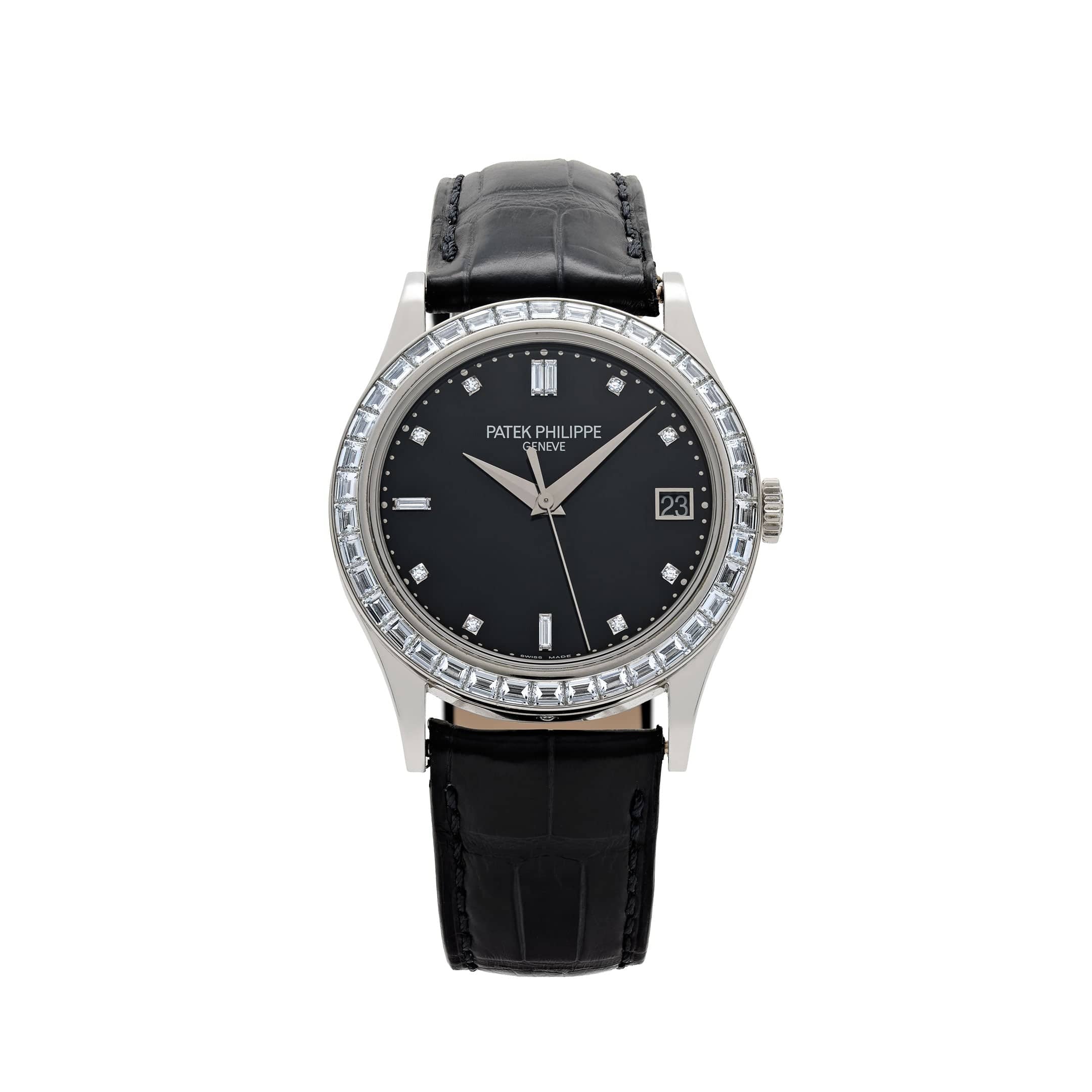 Patek Philippe Calatrava 5298P-012 Platinum Black Diamond Dial Diamond Bezel