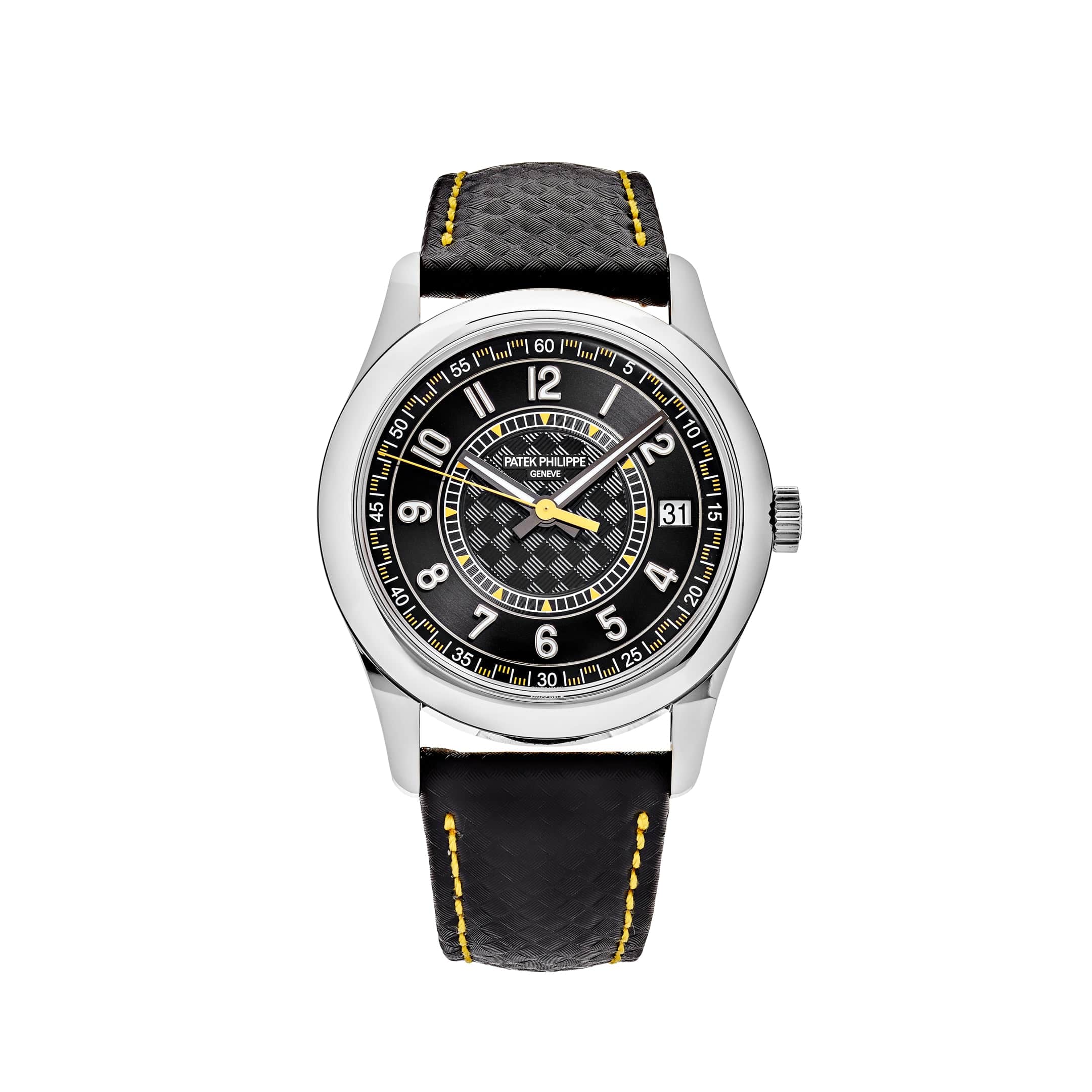 Patek Philippe Calatrava 6007G-001 White Gold Black Dial Yellow Accents