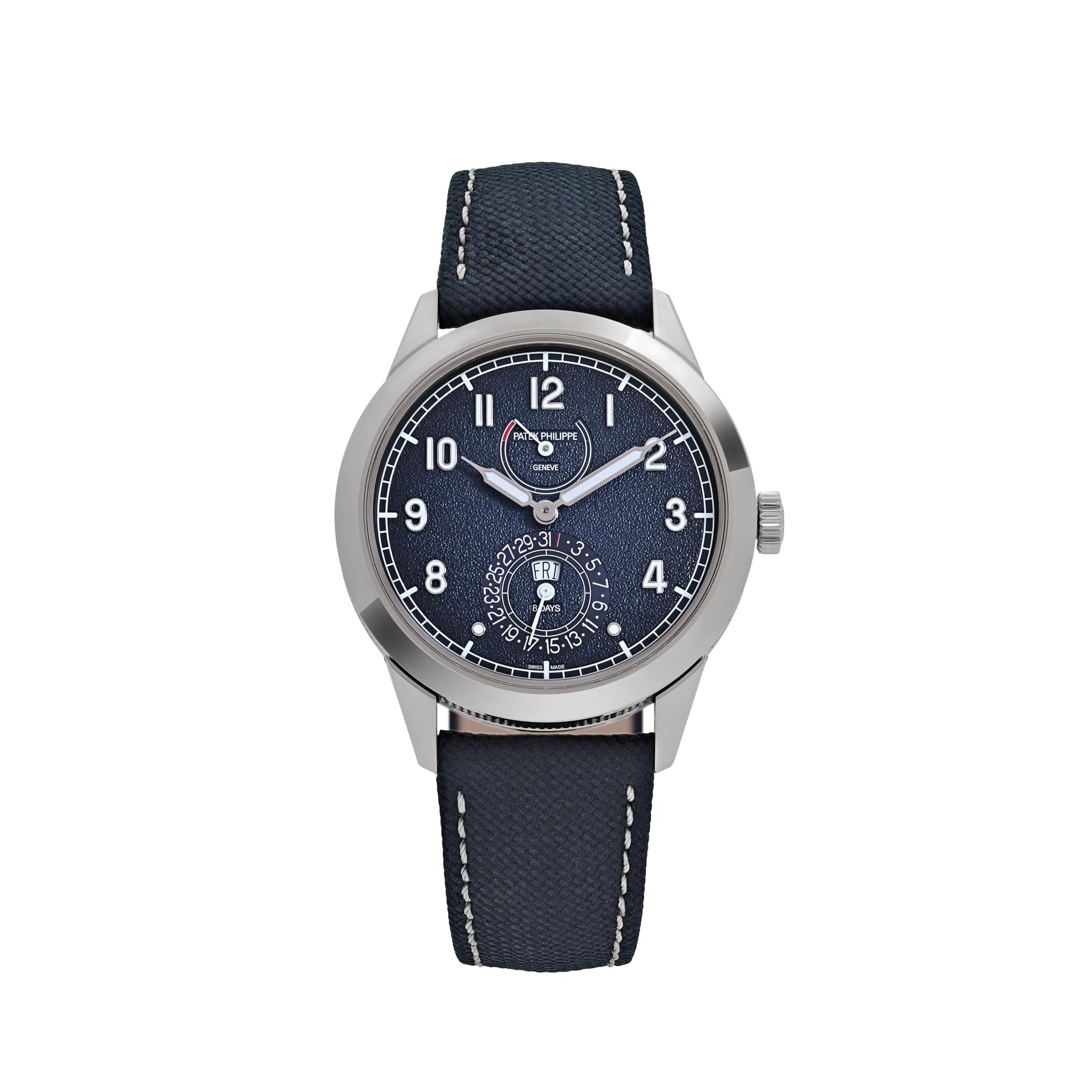 Patek Philippe Calatrava 8-Day 5328G-001 White Gold Blue Dial