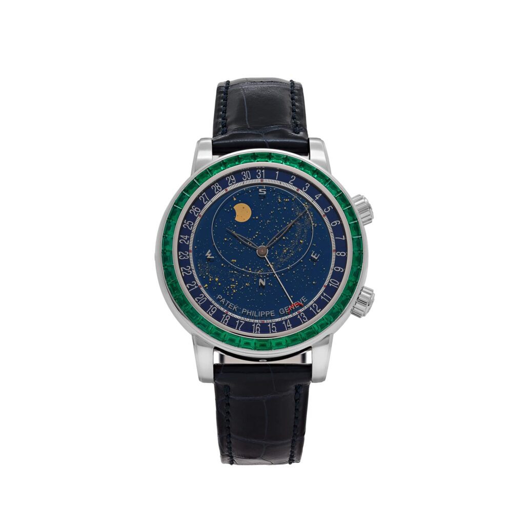 Patek Philippe Celestial Joaillerie Grand Complications 6104/13P-010 Platinum Blue Dial Emerald Bezel