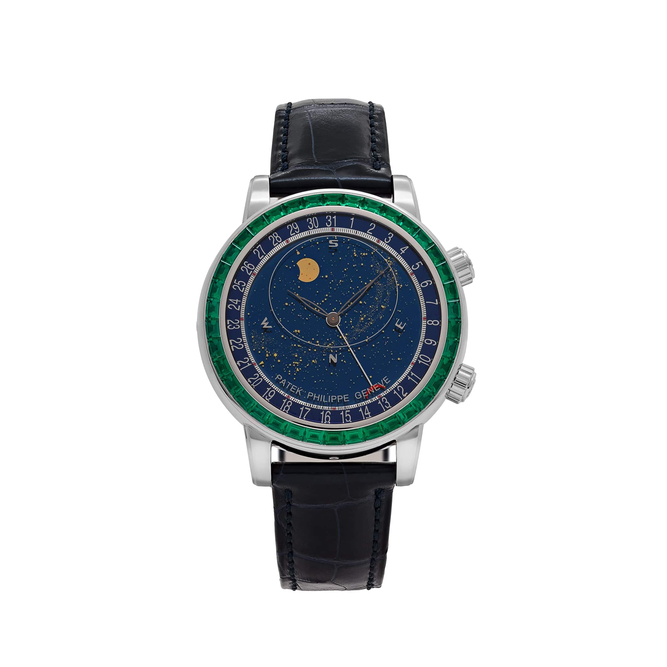 Patek Philippe Celestial Joaillerie Grand Complications 6104/13P-010 Platinum Blue Dial Emerald Bezel