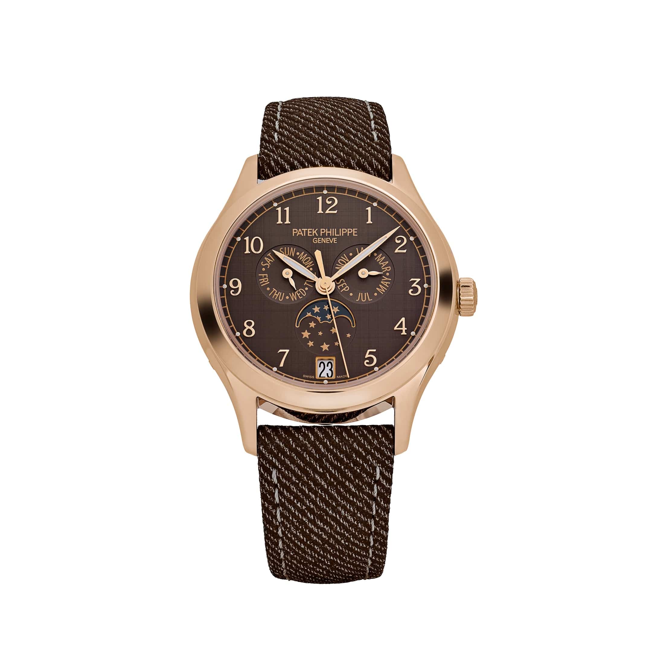 Patek Philippe Complications 4946R-001 Annual Calendar Moon Phases Rose Gold Chestnut Satin Dial