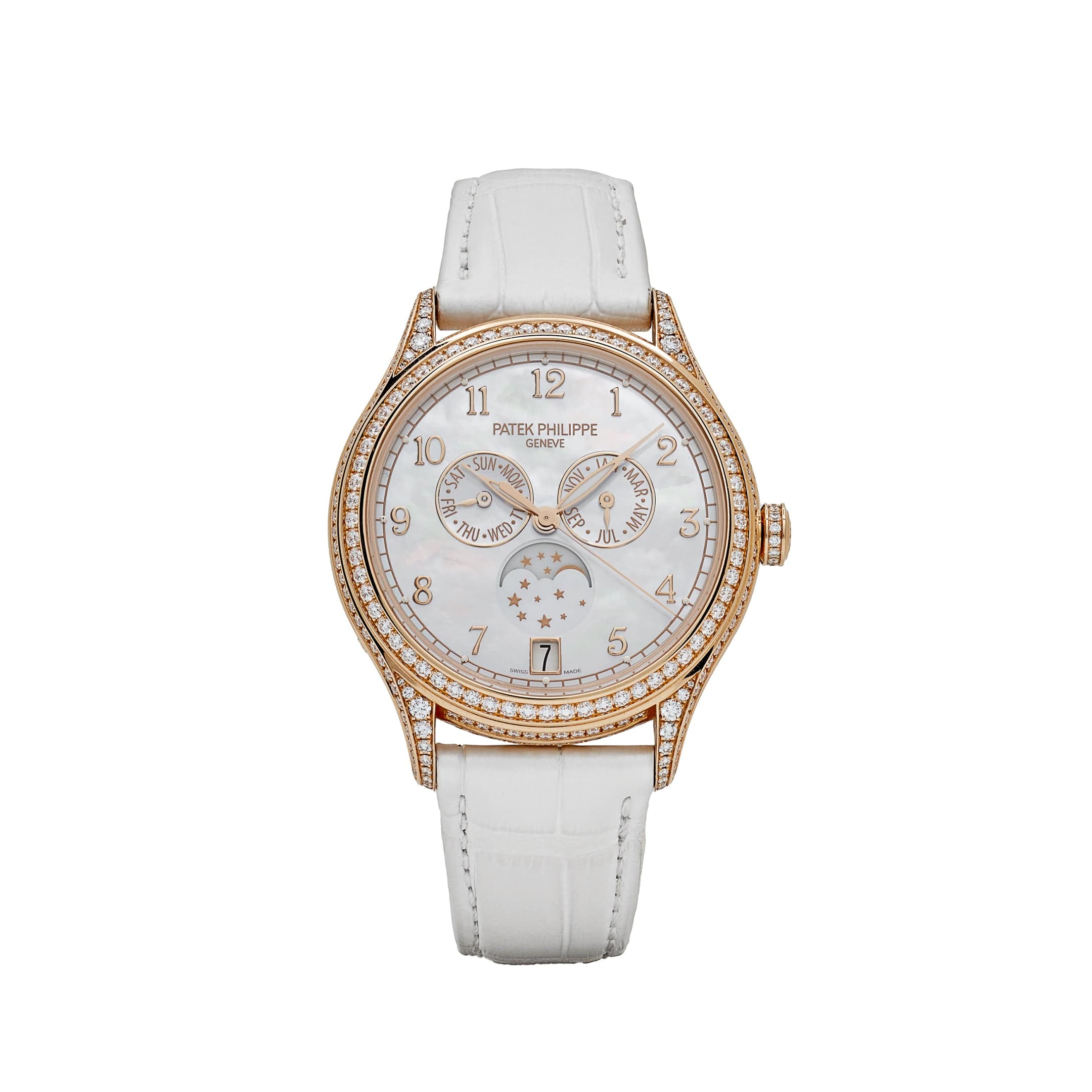 Patek Philippe Complications 4948R-001 Annual Calendar Moon Phases Rose Gold Mother-Of-Pearl Dial Diamond Bezel