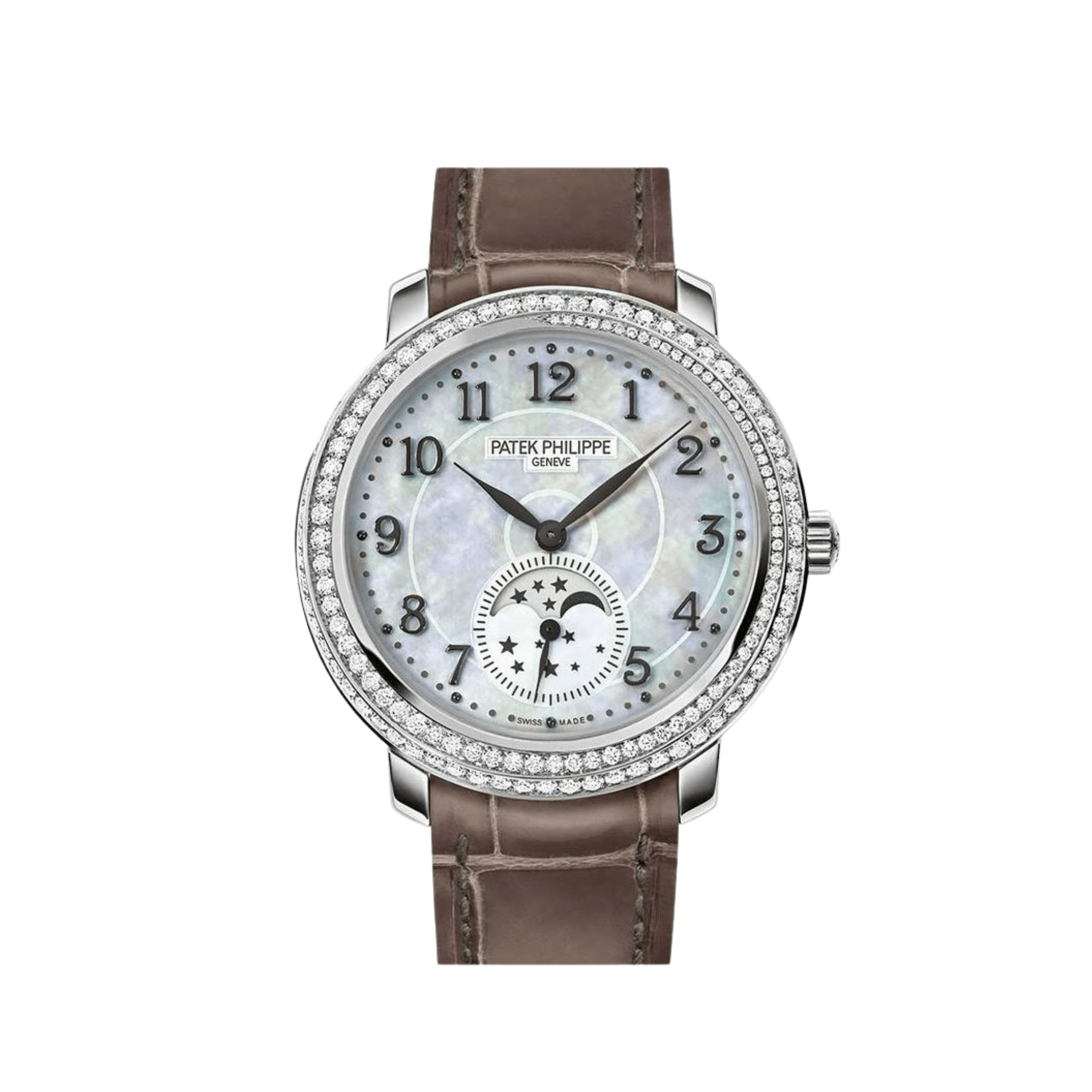Patek Philippe Complications 4968G-010 'Ladies' Moon Phases White Gold Mother Of Pearl Dial Diamond Bezel
