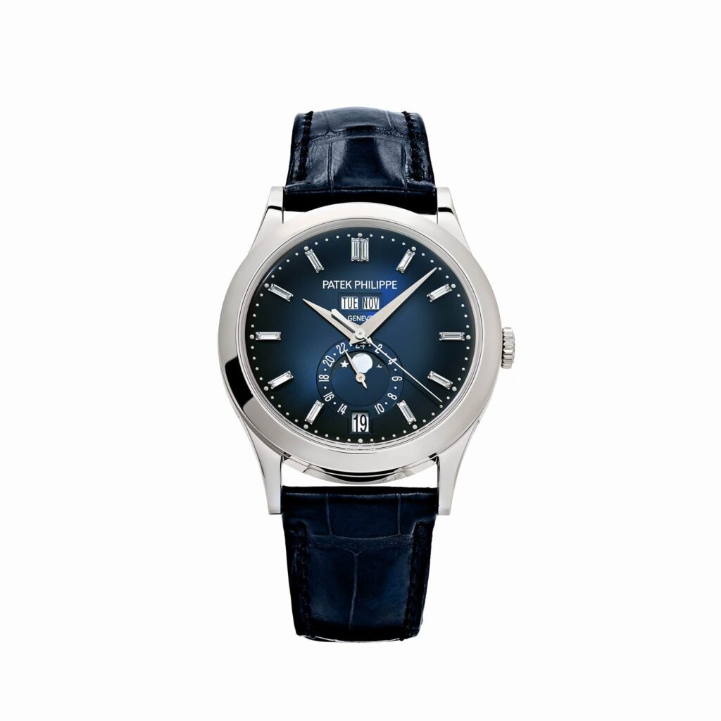 Patek Philippe Complications 5396G-017 Annual Calendar Moon Phases White Gold Blue Dial