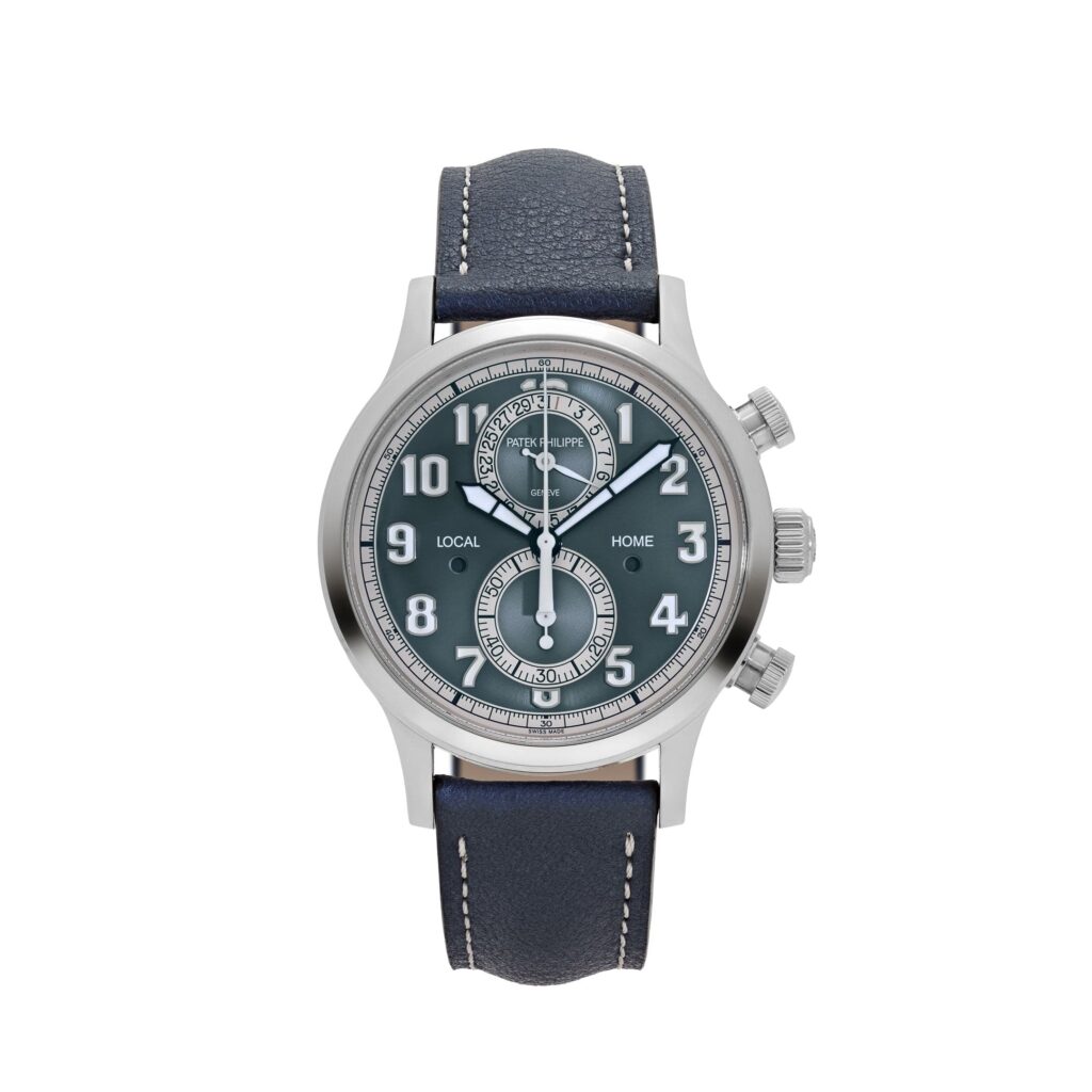 Patek Philippe Complications 5924G-001 Calatrava ‘Pilot’ Travel Time Flyback Chronograph White Gold Blue-Gray Dial