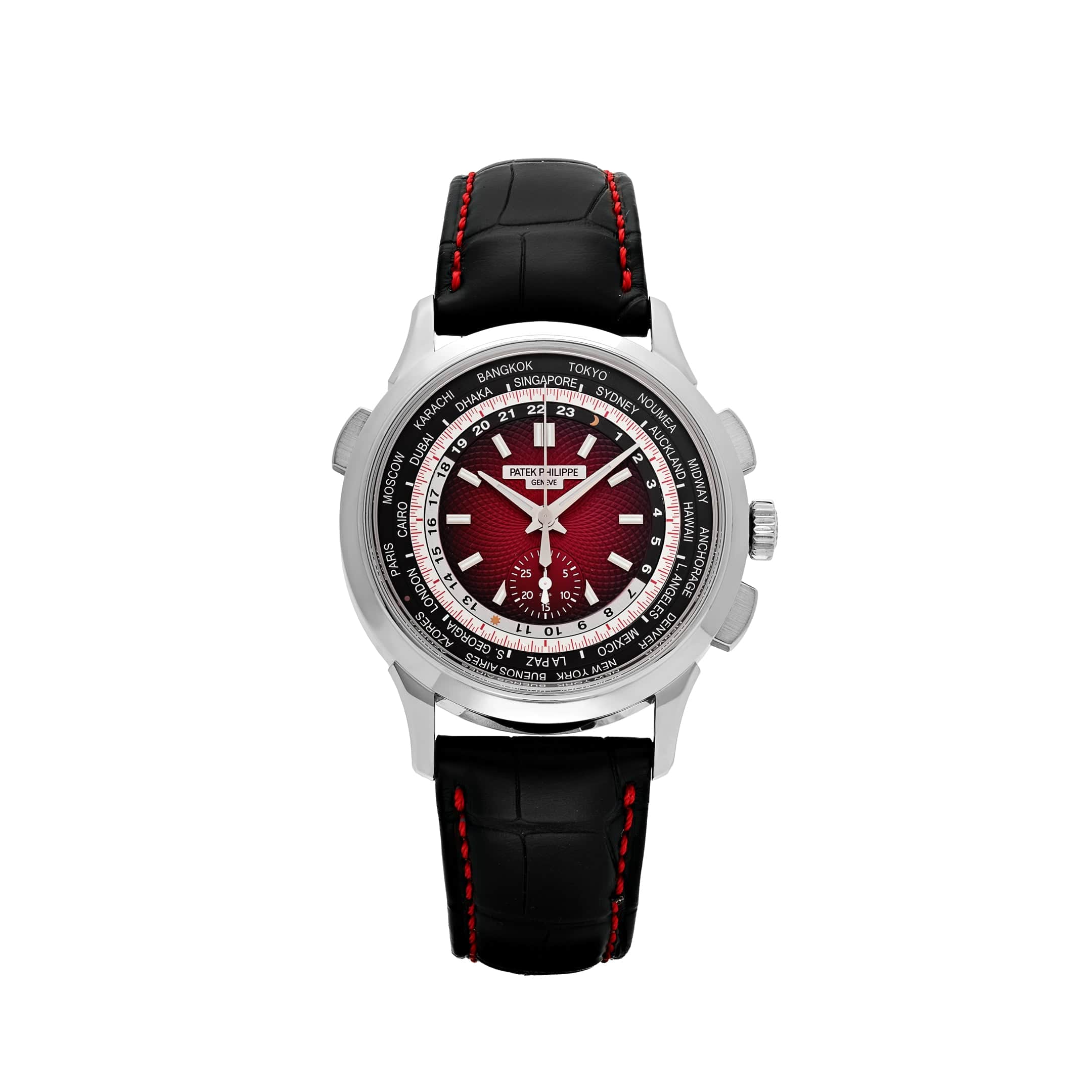Patek Philippe Complications 5930G-011 â€˜Singapore Editionâ€™ World Time Flyback Chronograph White Gold Red Dial