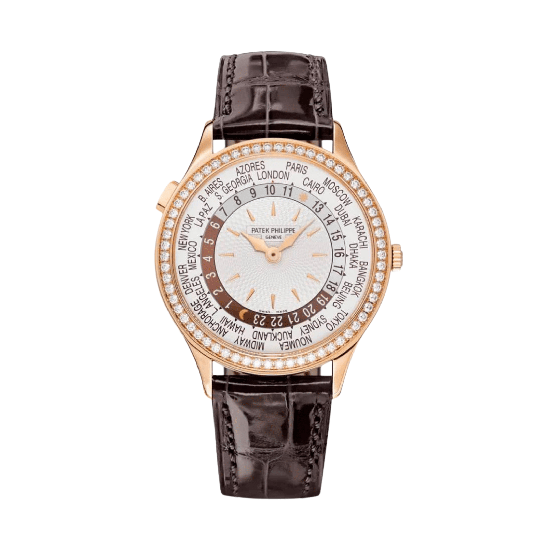Patek Philippe Complications 7130R-013 Rose Gold White Dial Diamond Bezel