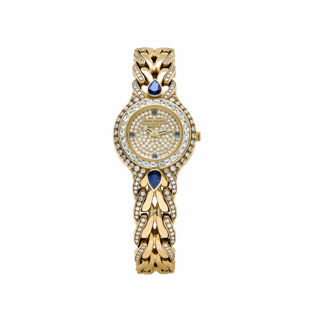 Patek Philippe La Flamme 4818/11 ‘Ladies’ Yellow Gold Diamonds Blue Sapphires Quartz