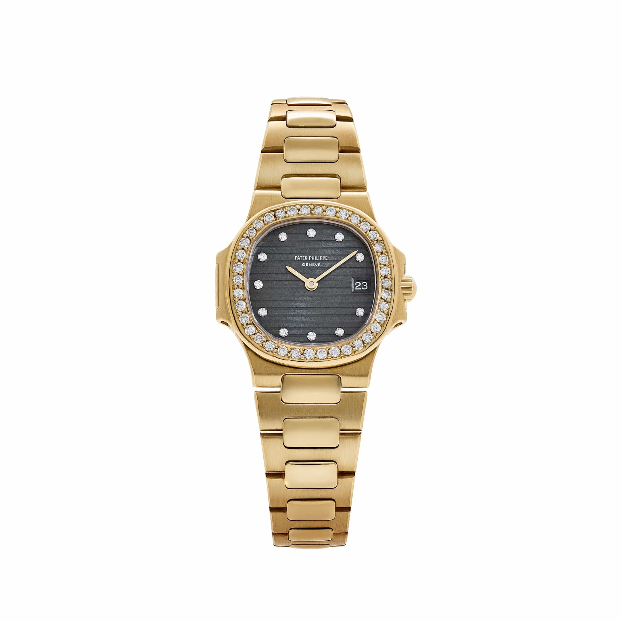 Patek Philippe Nautilus 4700/001 'Ladies' Yellow Gold Black Diamond Dial Diamond Bezel Quartz