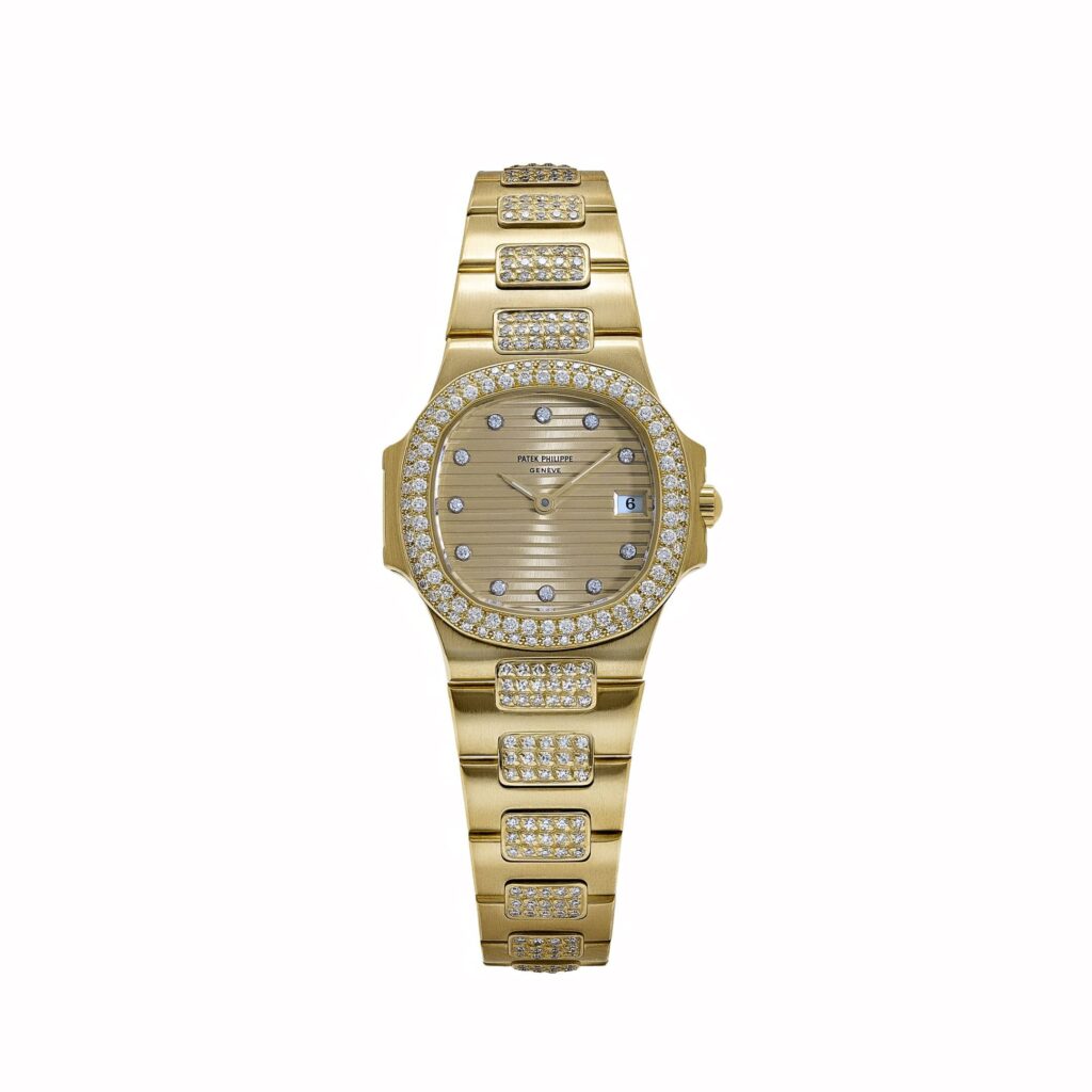 Patek Philippe Nautilus 4700 Yellow Gold Champagne Diamond Dial Diamond Bezel