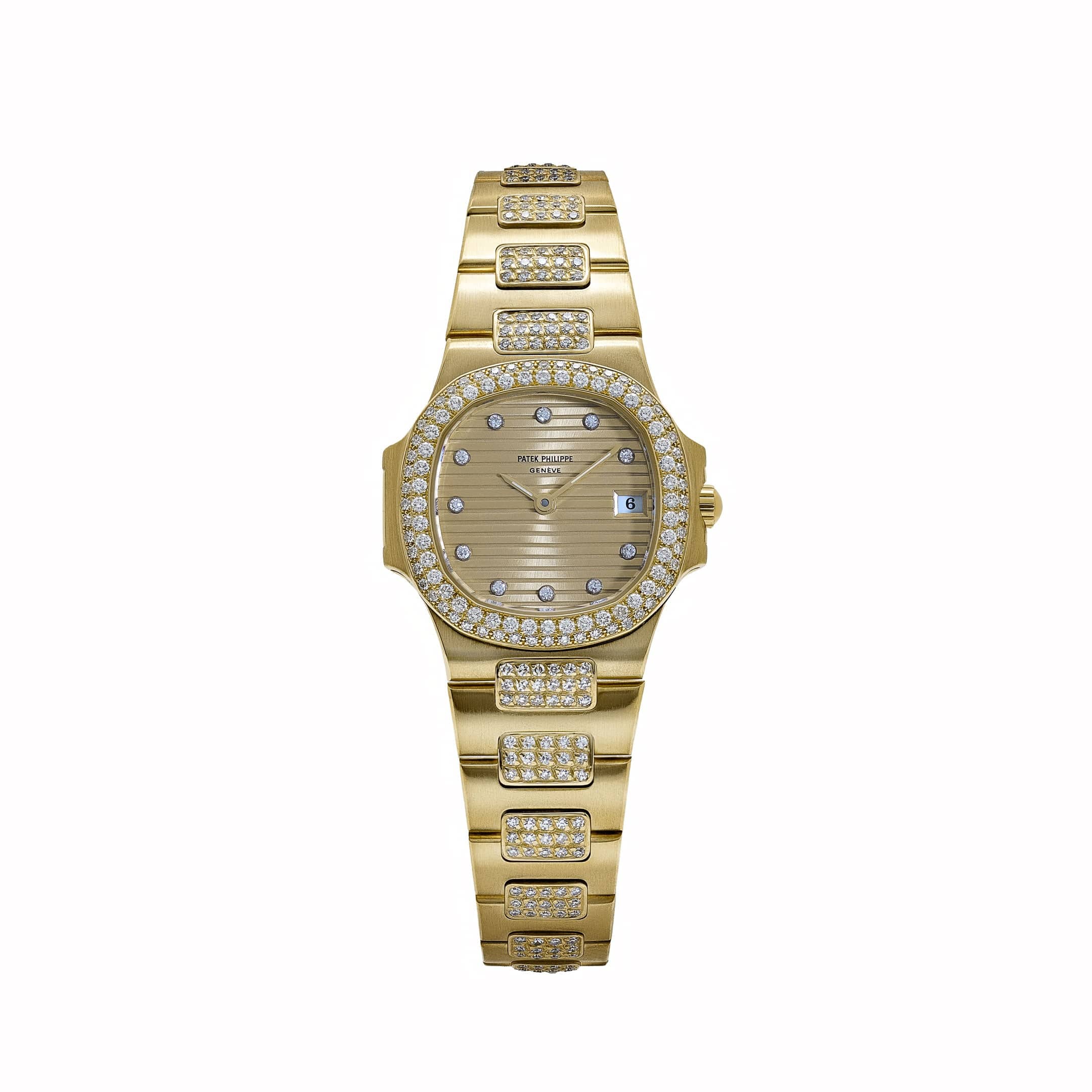 Patek Philippe Nautilus 4700 Yellow Gold Champagne Diamond Dial Diamond Bezel