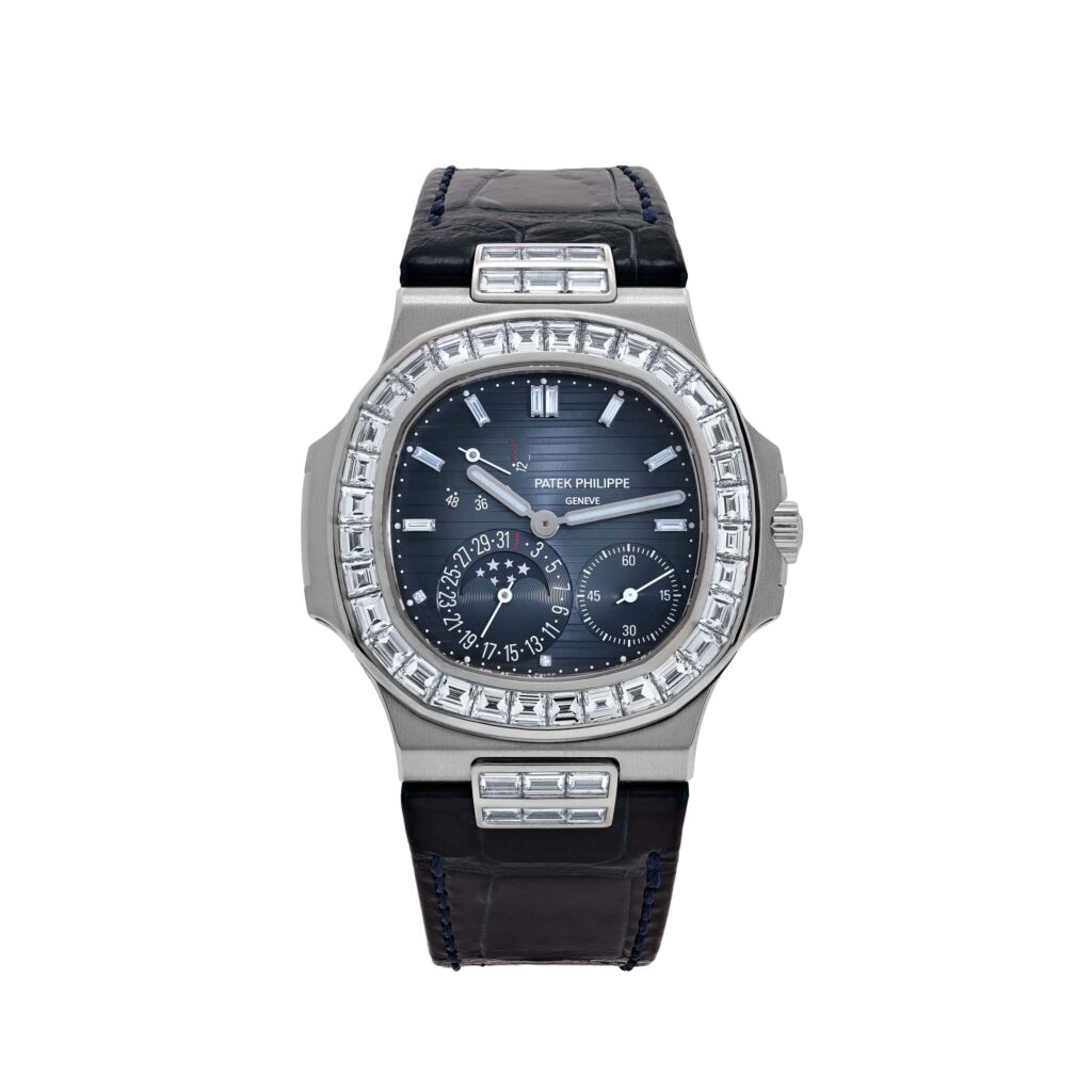 Patek Philippe Nautilus 5724G-001 White Gold Blue Diamond Dial Diamond Bezel