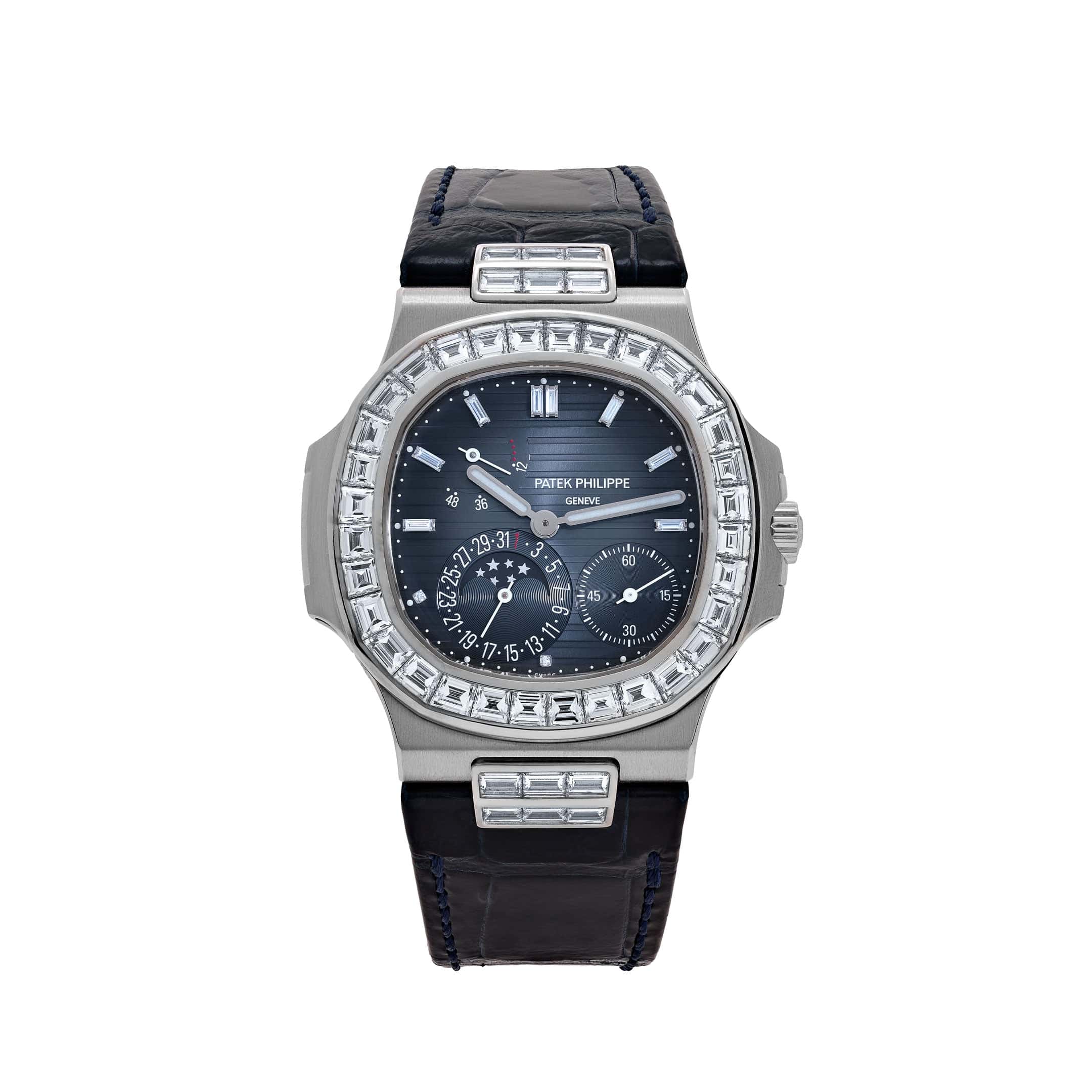 Patek Philippe Nautilus 5724G-001 White Gold Blue Diamond Dial Diamond Bezel