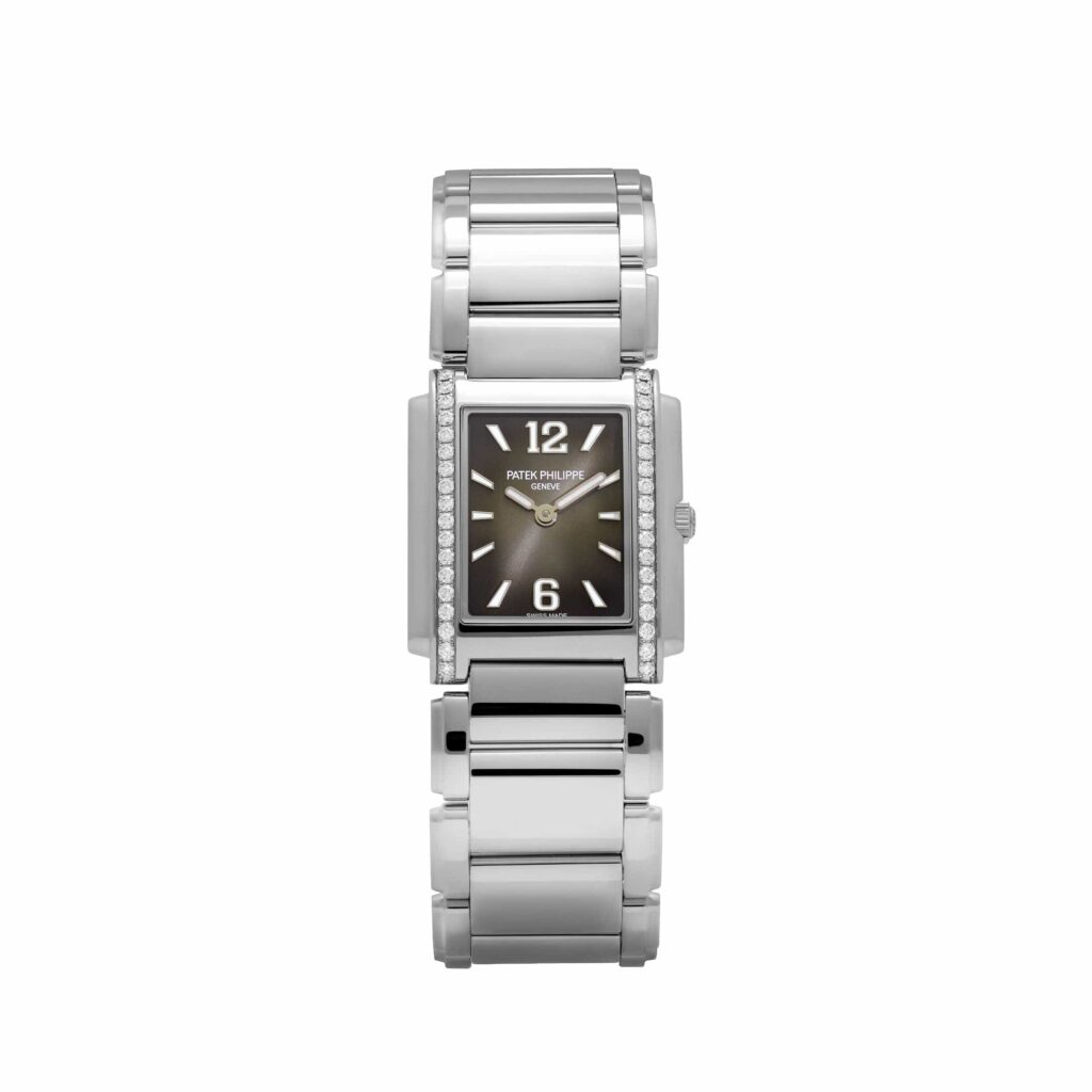 Patek Philippe Twenty-4 4910/1200A-010 ‘Ladies’ Stainless Steel Gray Dial Diamond Bezel Quartz